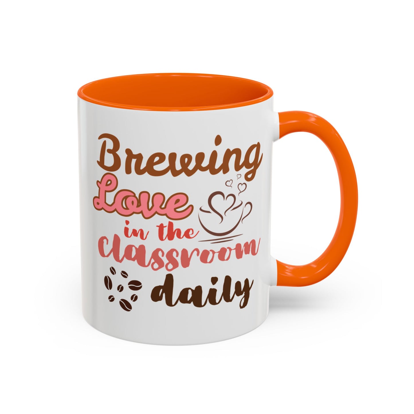 Coffee Mug, Brewing Love in the Classroom Daily, Valentine's Day Cute Personalizable Gift, Teacher Appreciation, 11 15oz Ceramic Cup