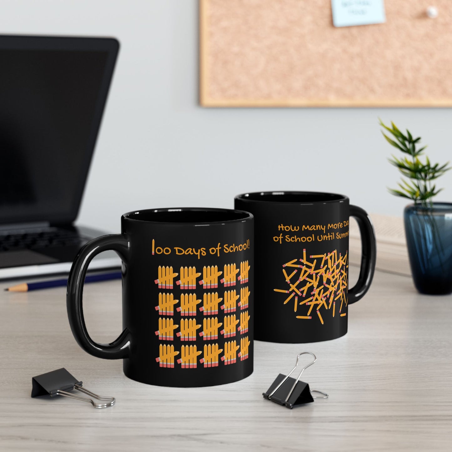 Mug, 100 Days of School Pencils Tally Mark How Many More Days Until Summer, Teacher Appreciation Gift,