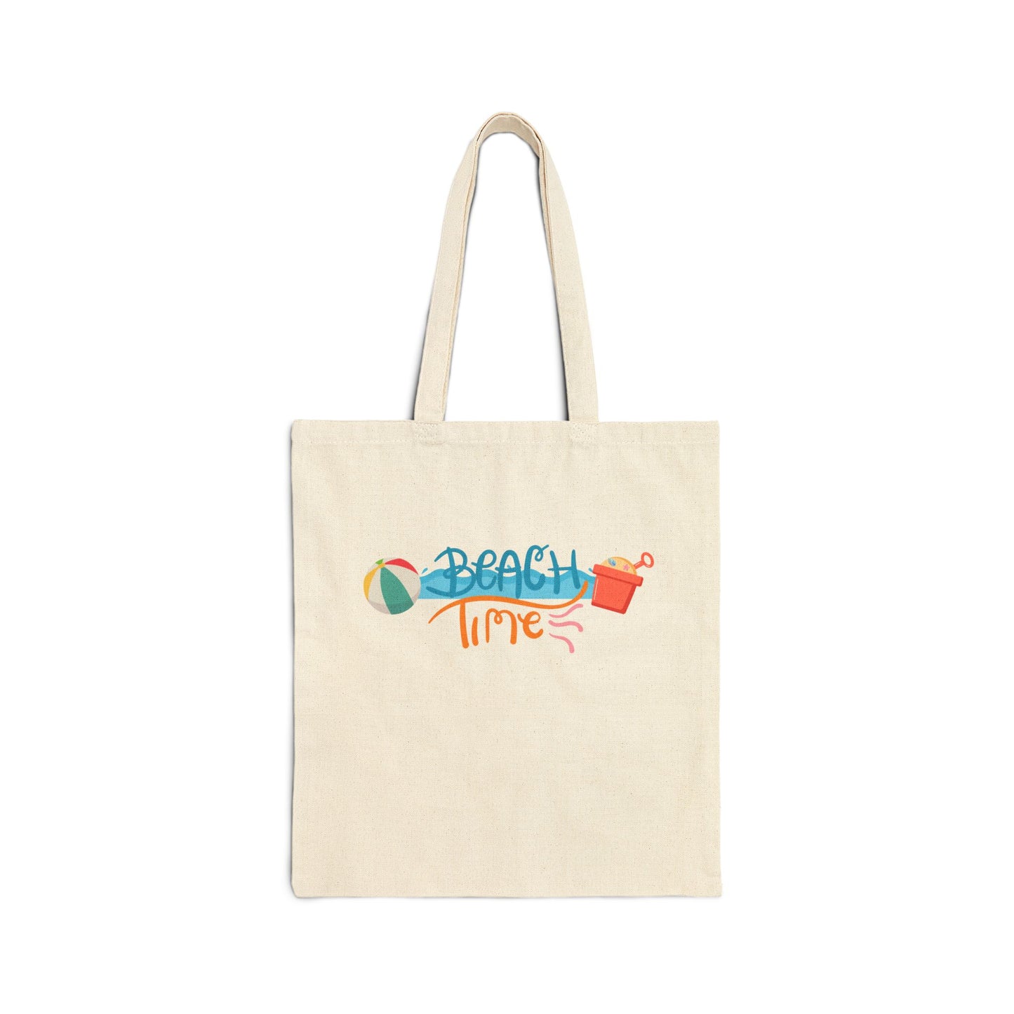 Beach Time Cotton Canvas Tote Bag, Summer Bag, Eco-Friendly Tote, Beach Essentials, Gift for Her, Reusable Shopping Bag