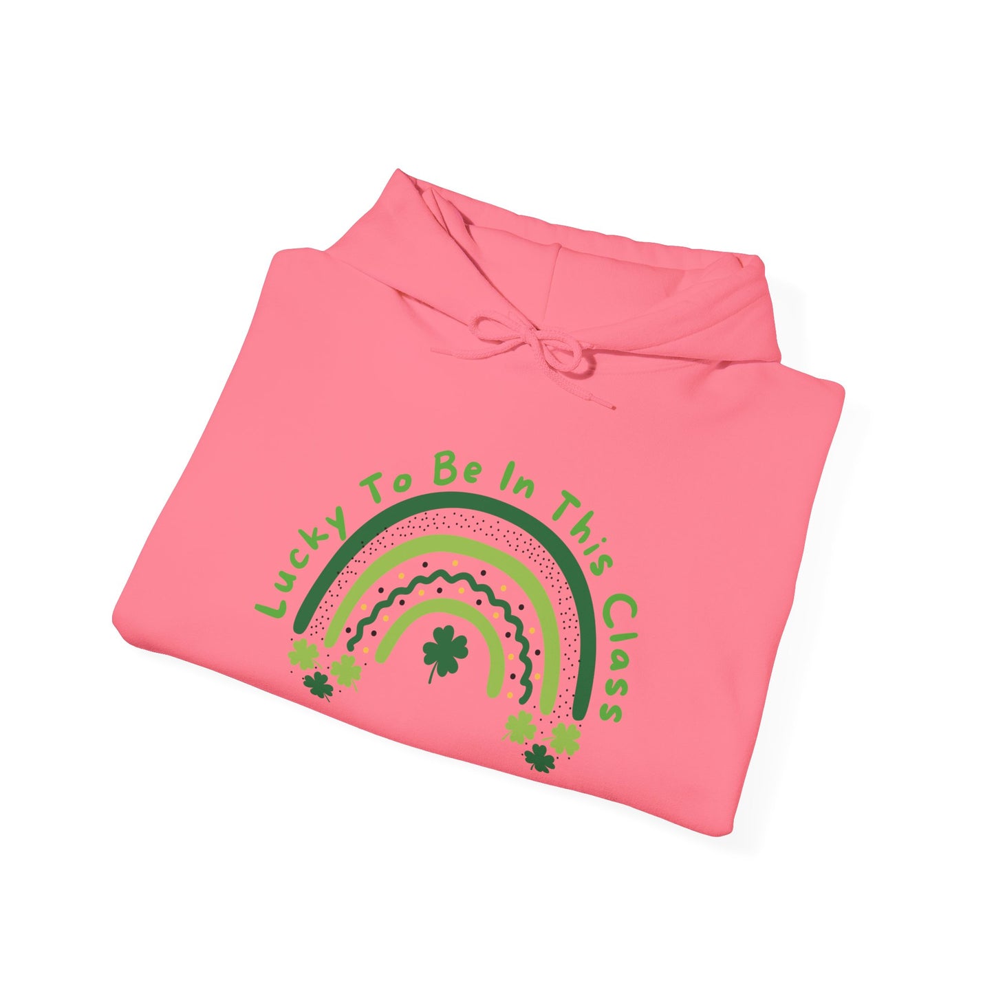 Personalized Lucky to be in this class Hoodie, Green Rainbow, School Hooded Sweatshirt, Customizable Teacher Gift, Grateful School Apparel,
