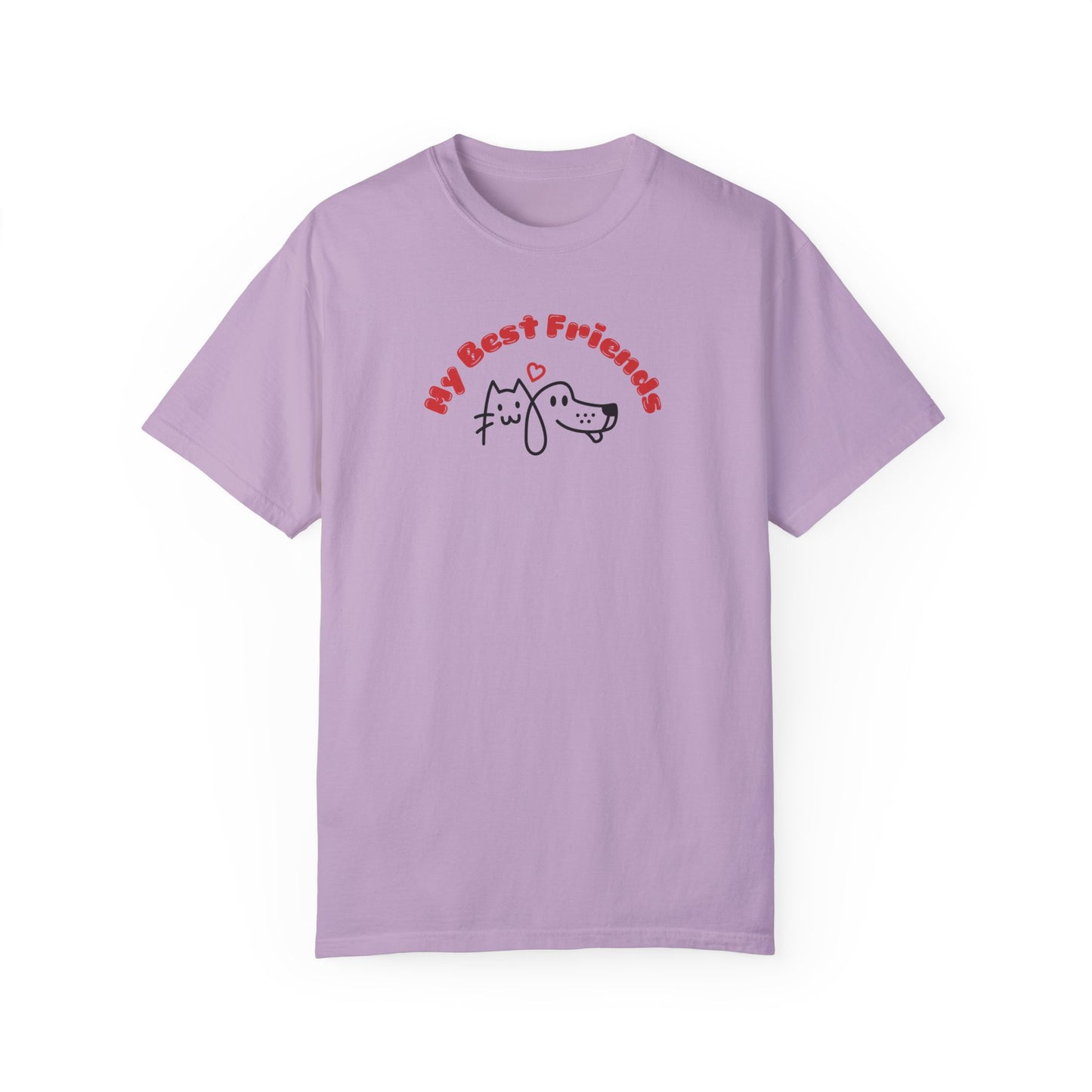 "My Best Friends" A Dog And Cat, Unisex Garment-Dyed T-shirt