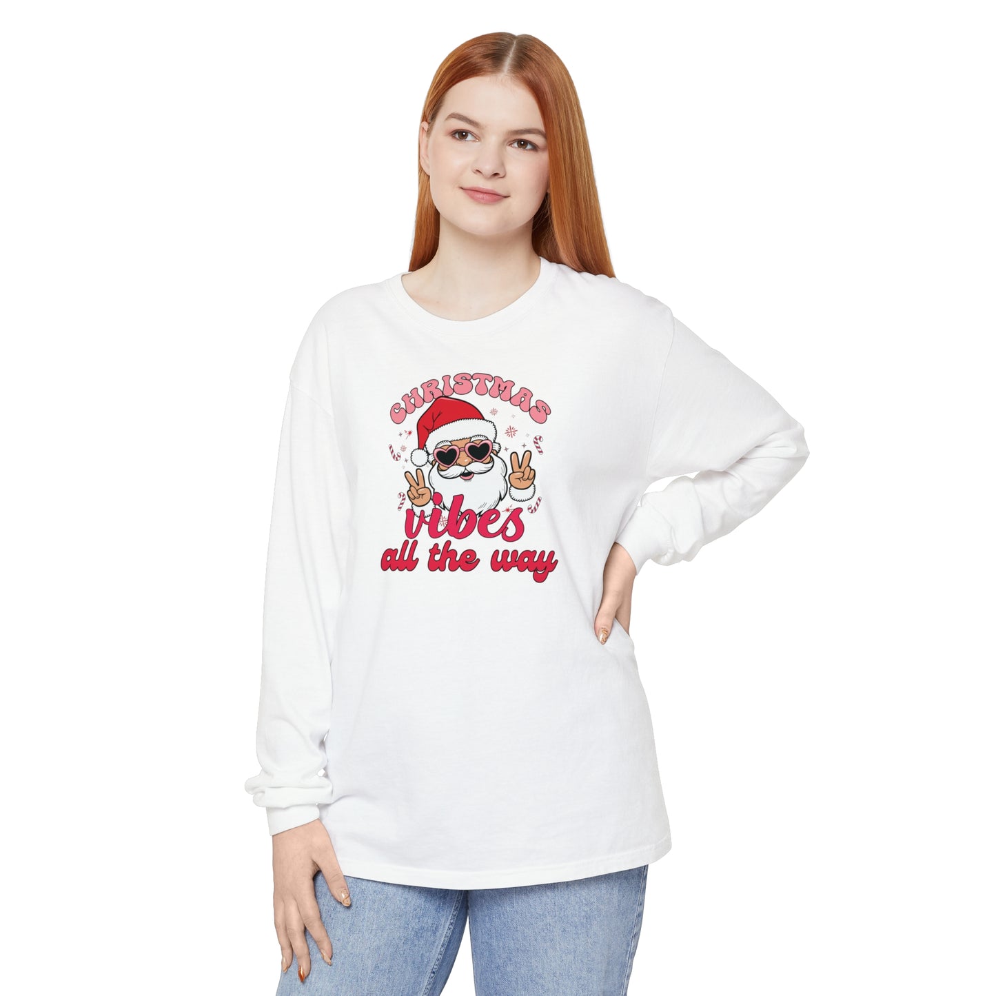 Christmas Vibes Unisex Long Sleeve T-Shirt, Holiday Season Tee, Festive Christmas Shirt, Xmas Spirit Top, Seasonal Long Sleeve Shirt