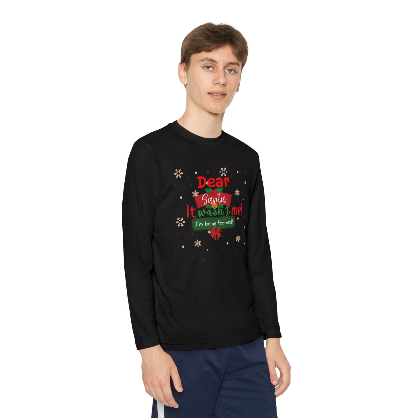 Christmas Long Sleeve Tee, Funny Santa Quote Shirt, Holiday Humor Apparel, Kids Xmas Gift Top, Festive Youth Tee, Long-Sleeve