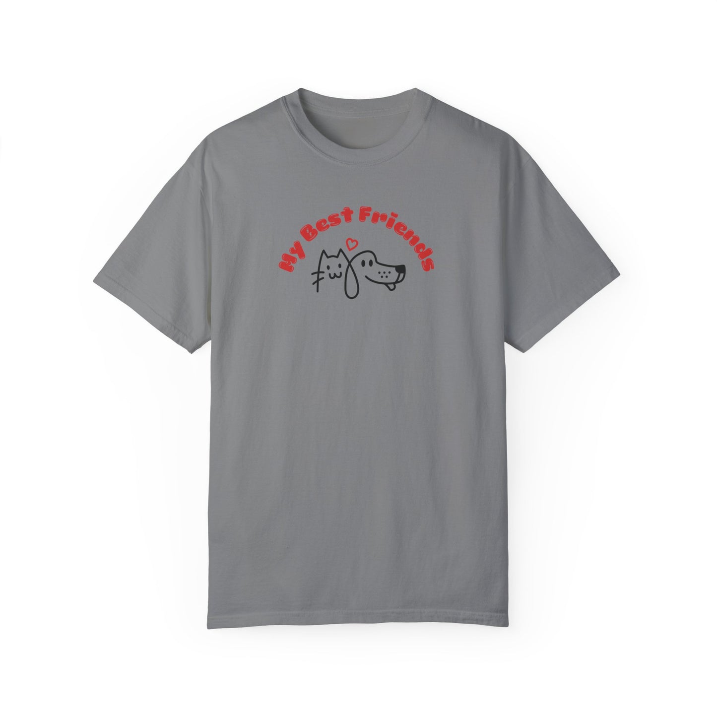 "My Best Friends" A Dog And Cat, Unisex Garment-Dyed T-shirt
