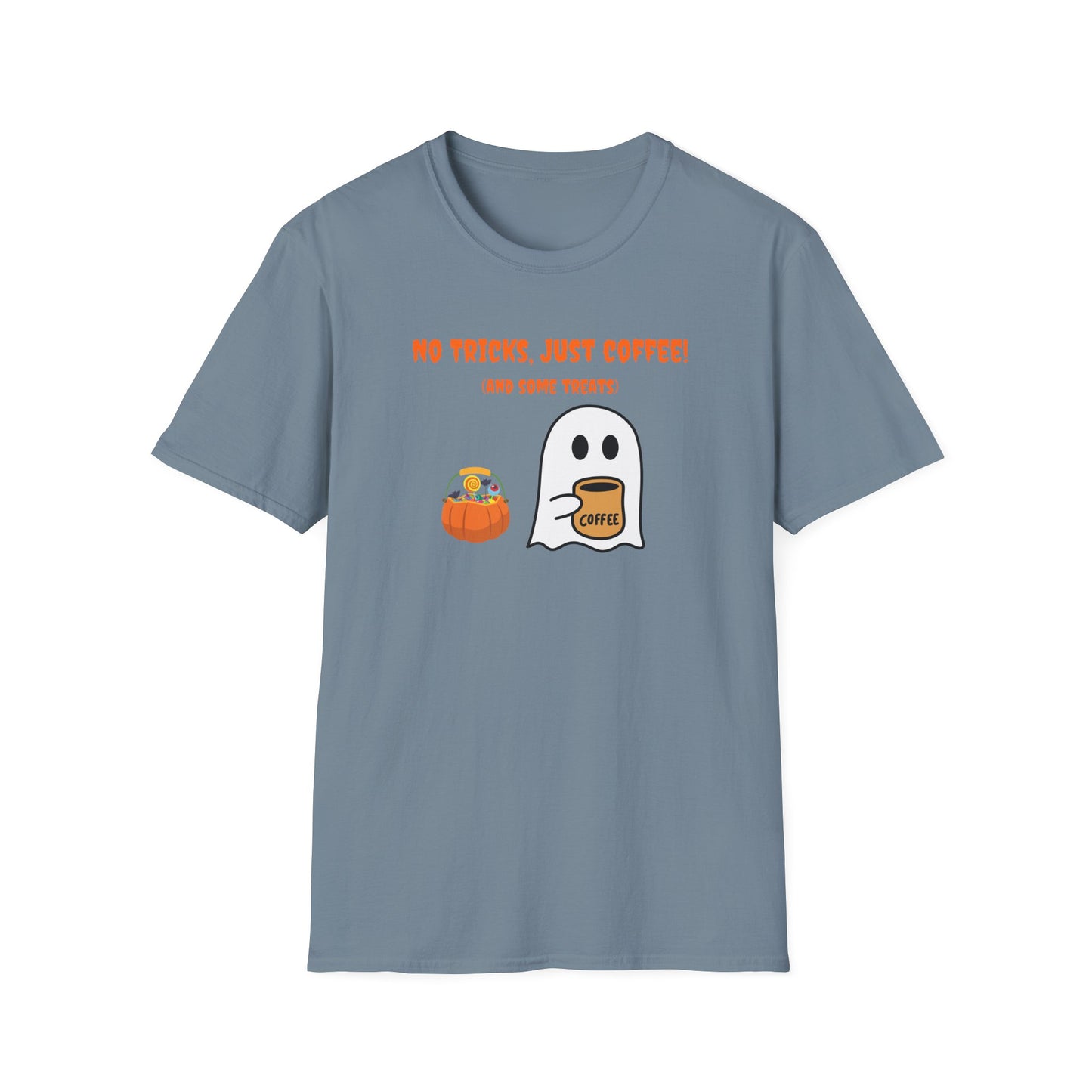 "No Tricks, Just Coffee (and some treats) Unisex Softstyle T-Shirt
