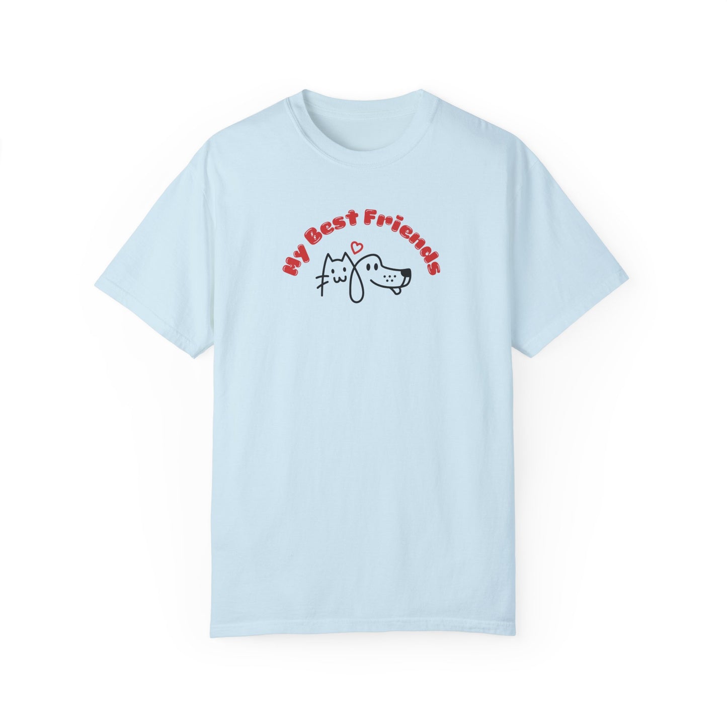 "My Best Friends" A Dog And Cat, Unisex Garment-Dyed T-shirt