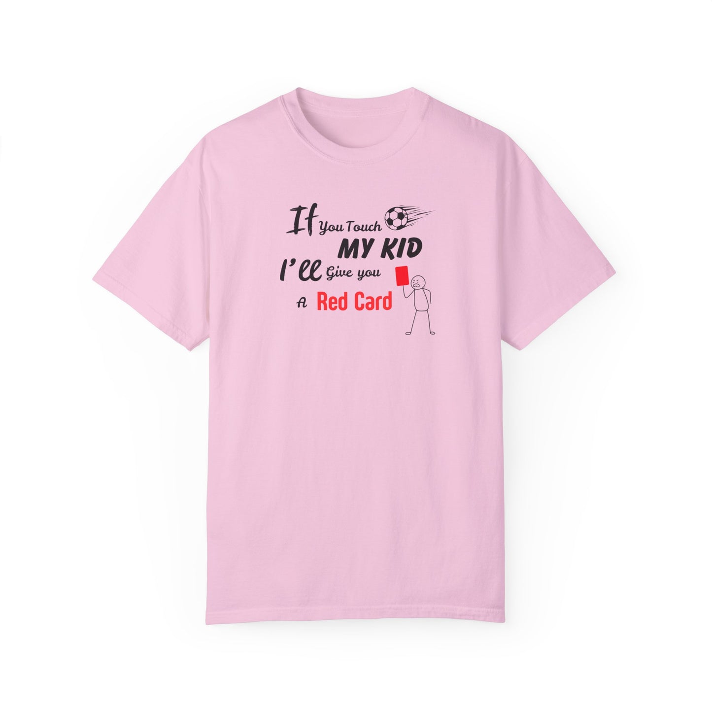 Funny Soccer Mom/Dad Unisex Garment-Dyed T-shirt, Customizable Number and Name, Red Card Design, Gift for Sports Parents, Soccer Fan Tee,