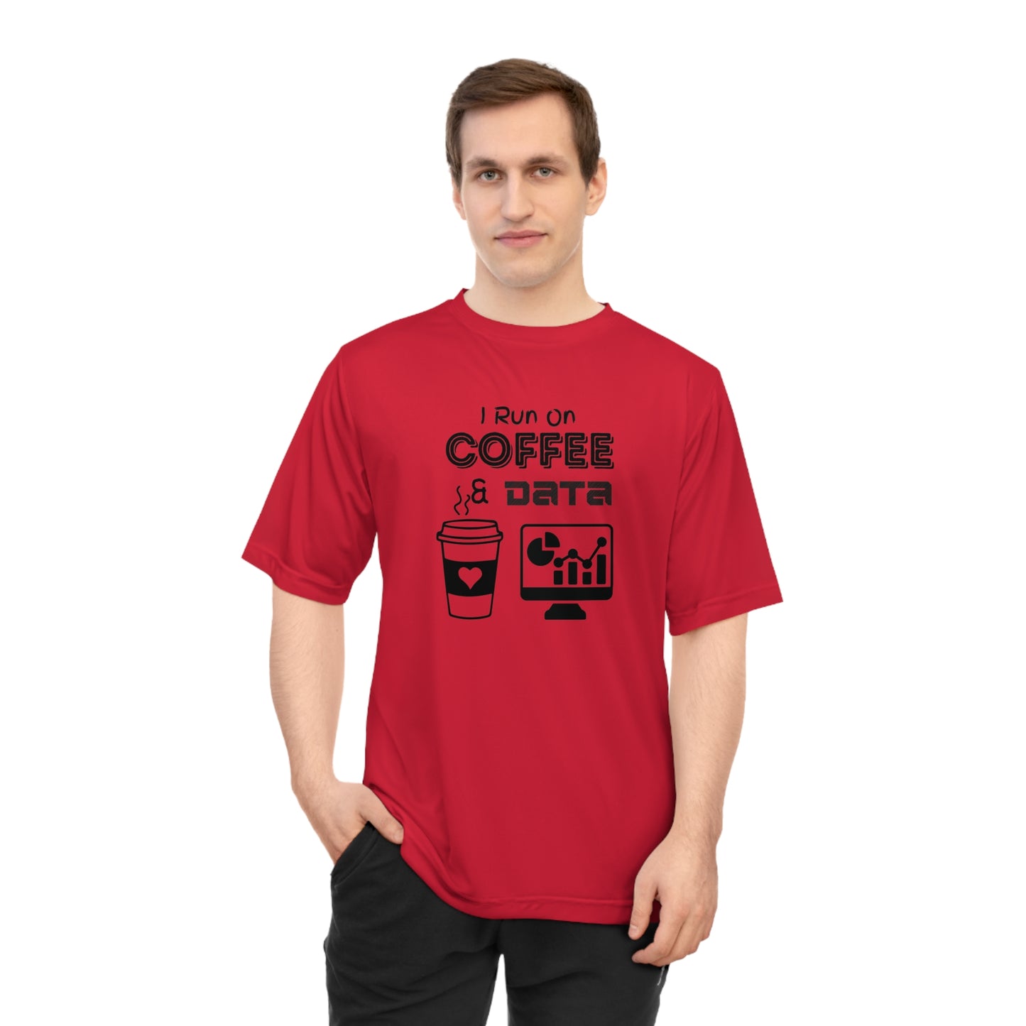 "I Run On Coffee And Data" Unisex Zone Performance T-shirt