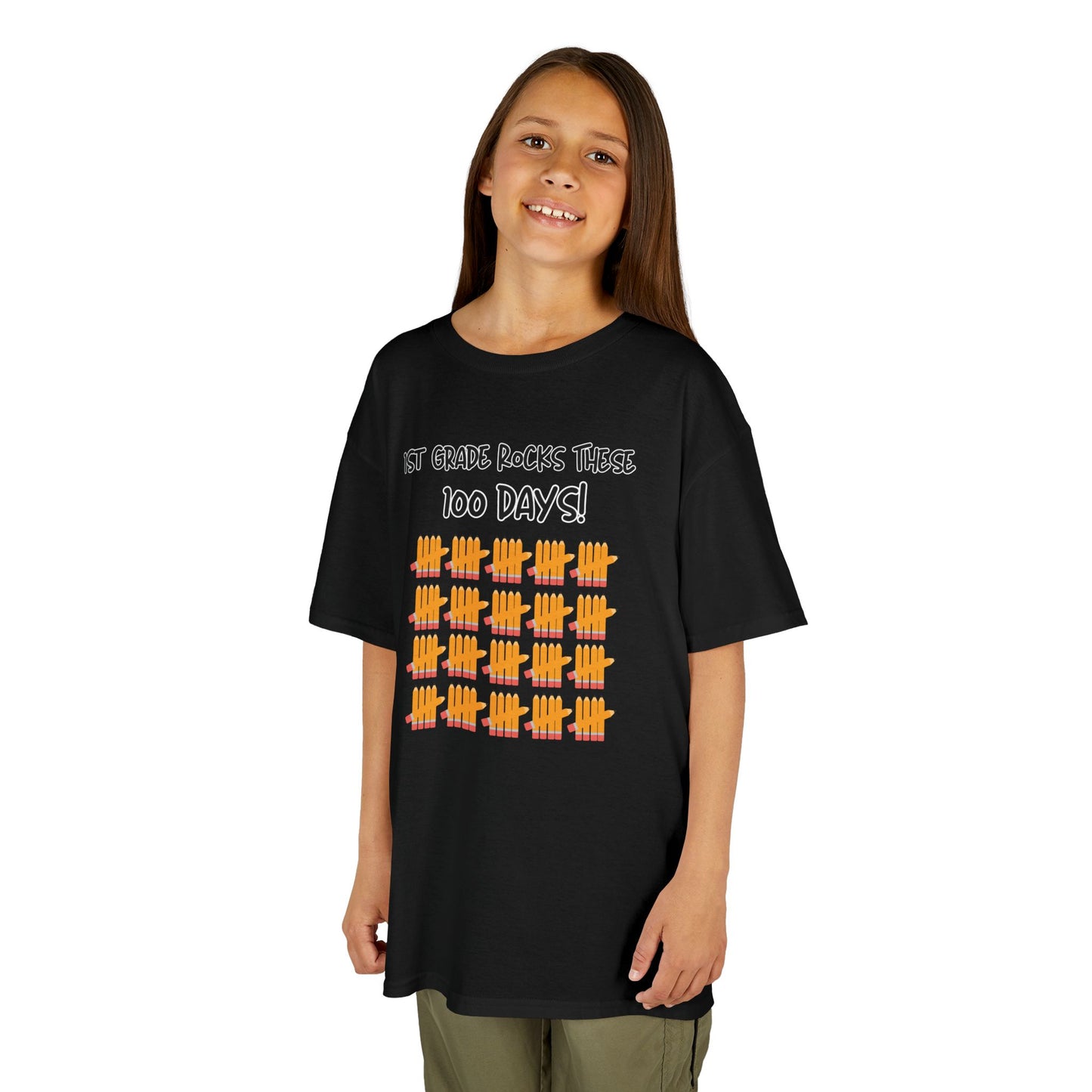 Kids Tee, 1st Grade Rocks 100 Days, Personalizable, Pencil Tally Marks, Back to School Shirt, School Tee, Children's Clothing
