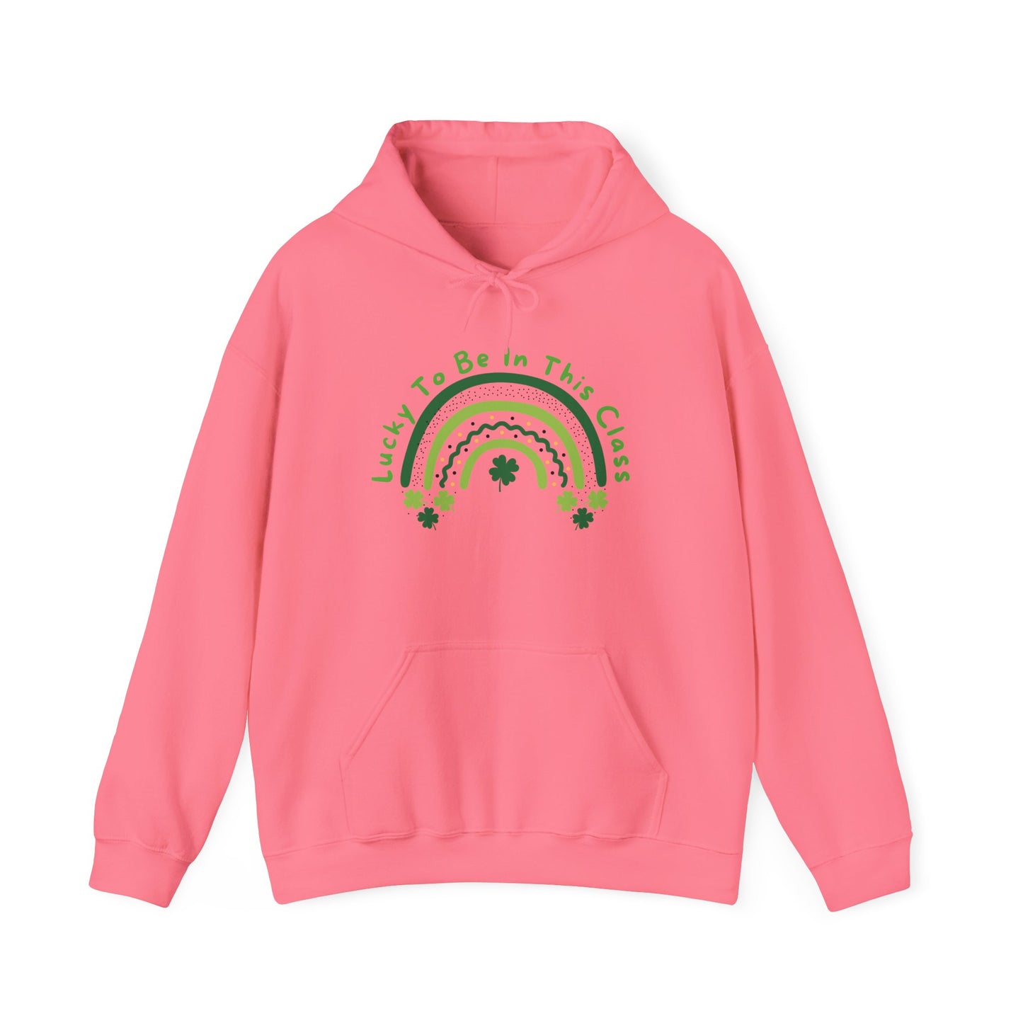 Personalized Lucky to be in this class Hoodie, Green Rainbow, School Hooded Sweatshirt, Customizable Teacher Gift, Grateful School Apparel,