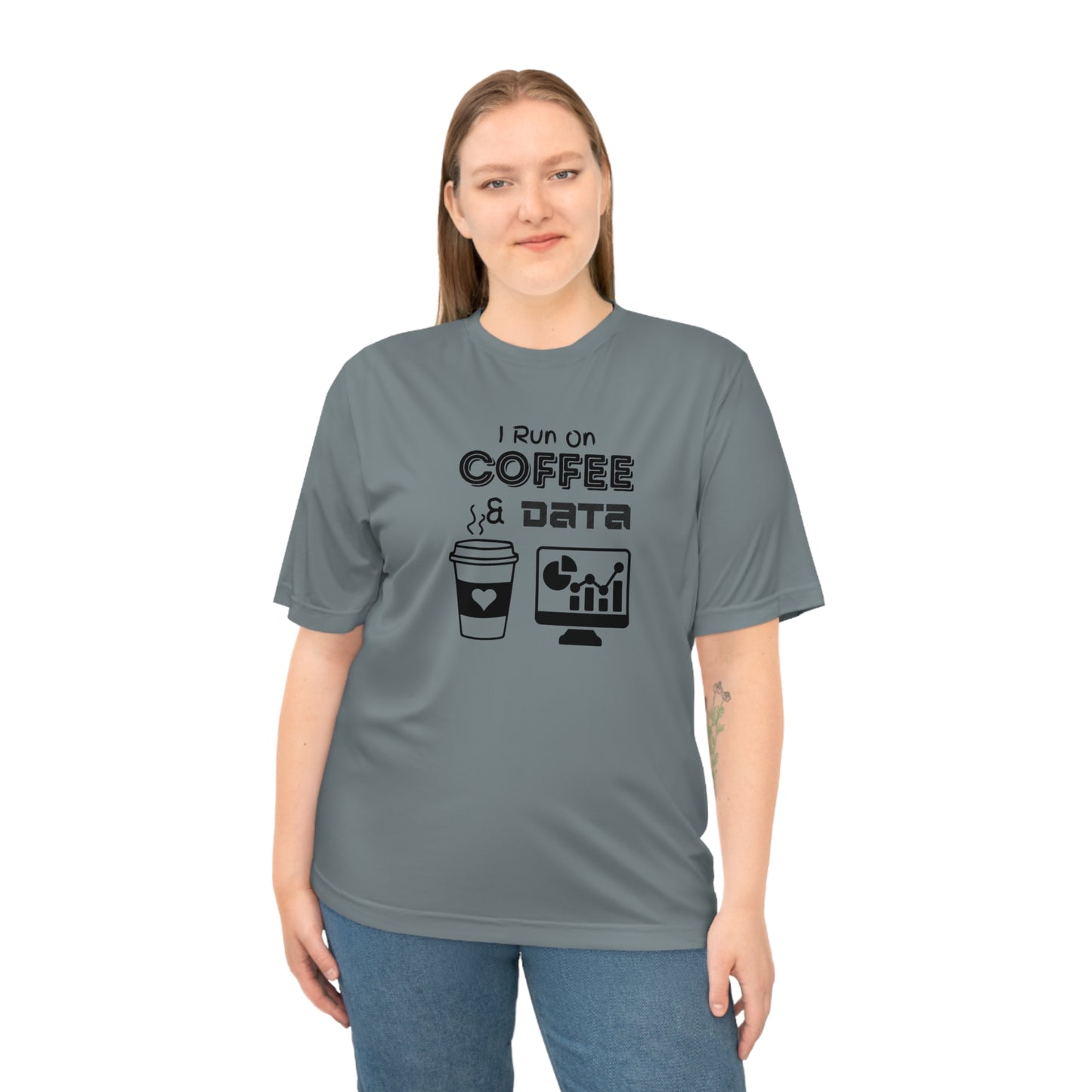 "I Run On Coffee And Data" Unisex Zone Performance T-shirt