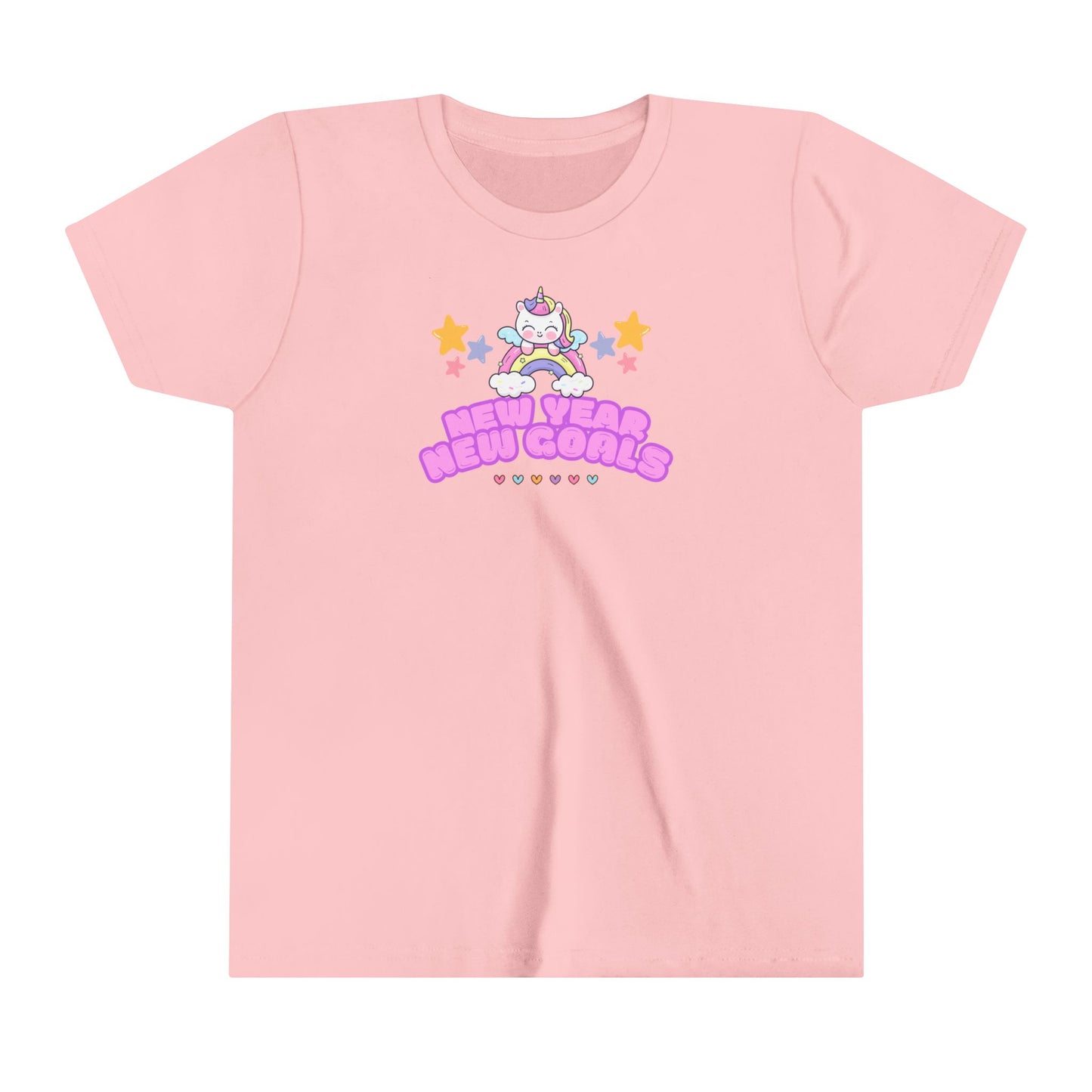 Kawaii Youth Tee - New Year, New Goals - Kids T-Shirt, Cute Children's Shirt, Short Sleeve Top, Holiday Gift, Graphic Tee