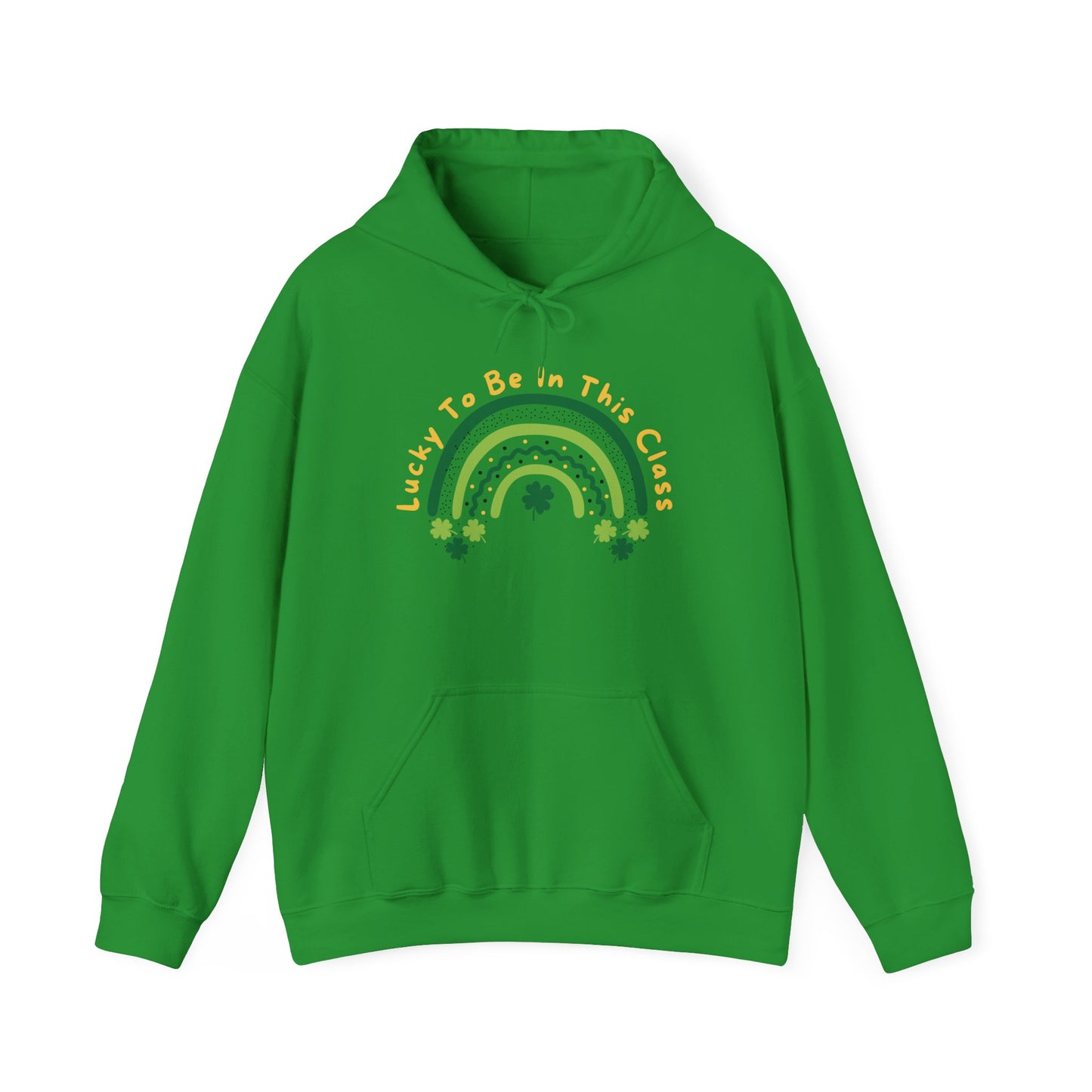 Personalized Lucky to be in this class Hoodie, Green Rainbow, School Hooded Sweatshirt, Customizable Teacher Gift, Grateful School Apparel,