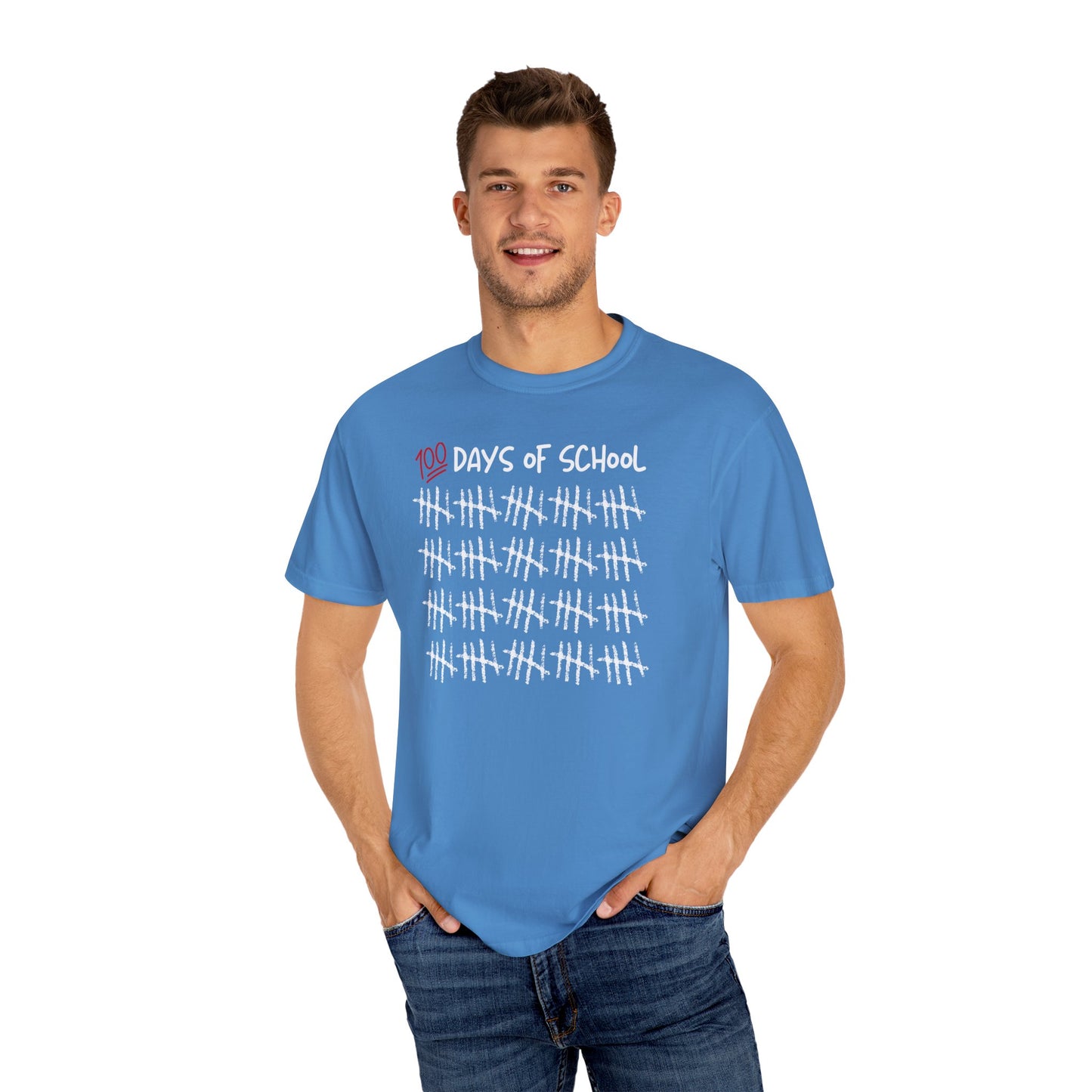 100 Days of School Unisex Garment-Dyed T-shirt, School Milestone Tee, Teacher Shirt, Back to School Gift, It's Not Over Yet Shirt