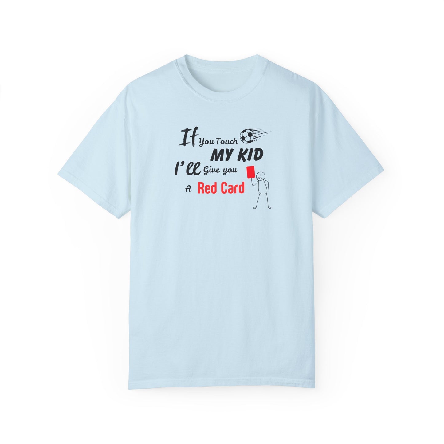 Funny Soccer Mom/Dad Unisex Garment-Dyed T-shirt, Customizable Number and Name, Red Card Design, Gift for Sports Parents, Soccer Fan Tee,