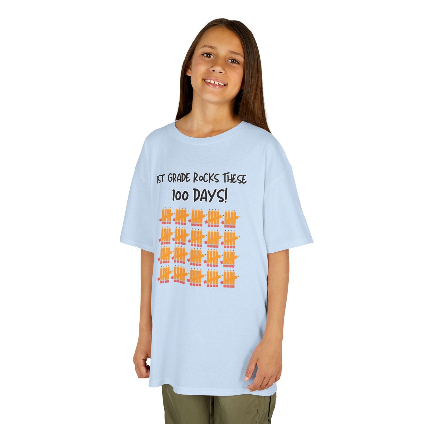 Kids Tee, 1st Grade Rocks 100 Days, Personalizable, Pencil Tally Marks, Back to School Shirt, School Tee, Children's Clothing