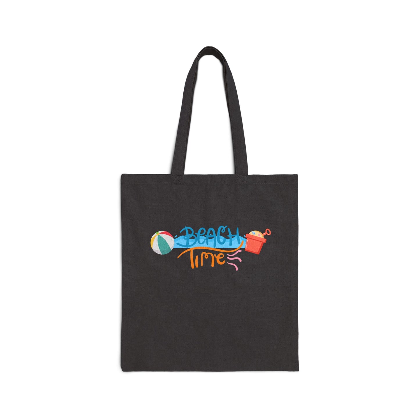 Beach Time Cotton Canvas Tote Bag, Summer Bag, Eco-Friendly Tote, Beach Essentials, Gift for Her, Reusable Shopping Bag