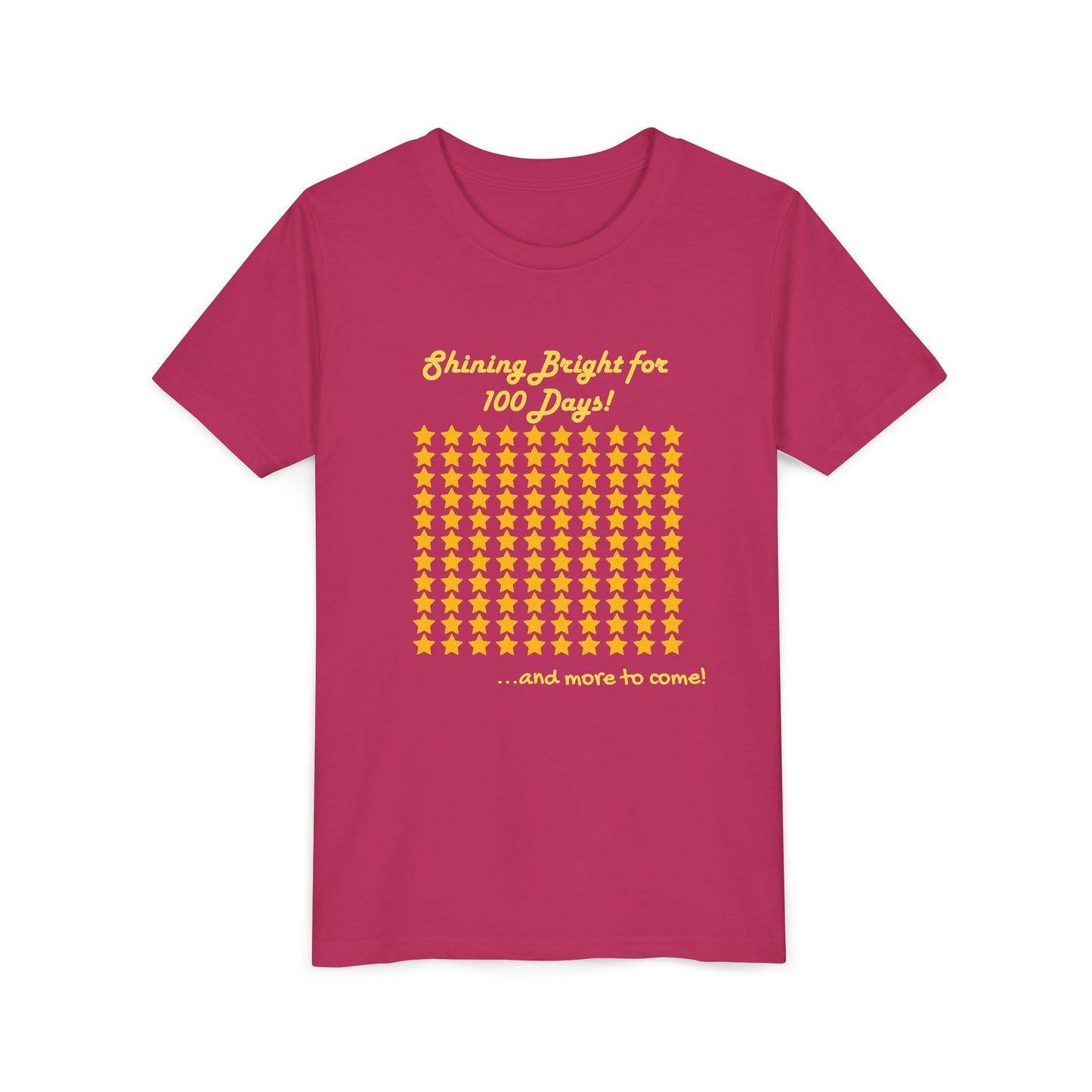 Youth Tee, Shinning Bright for 100 Days, and more to come, Kids Tshirt, Children Shirt, Star Design, Positive Vibes, Youth Clothing