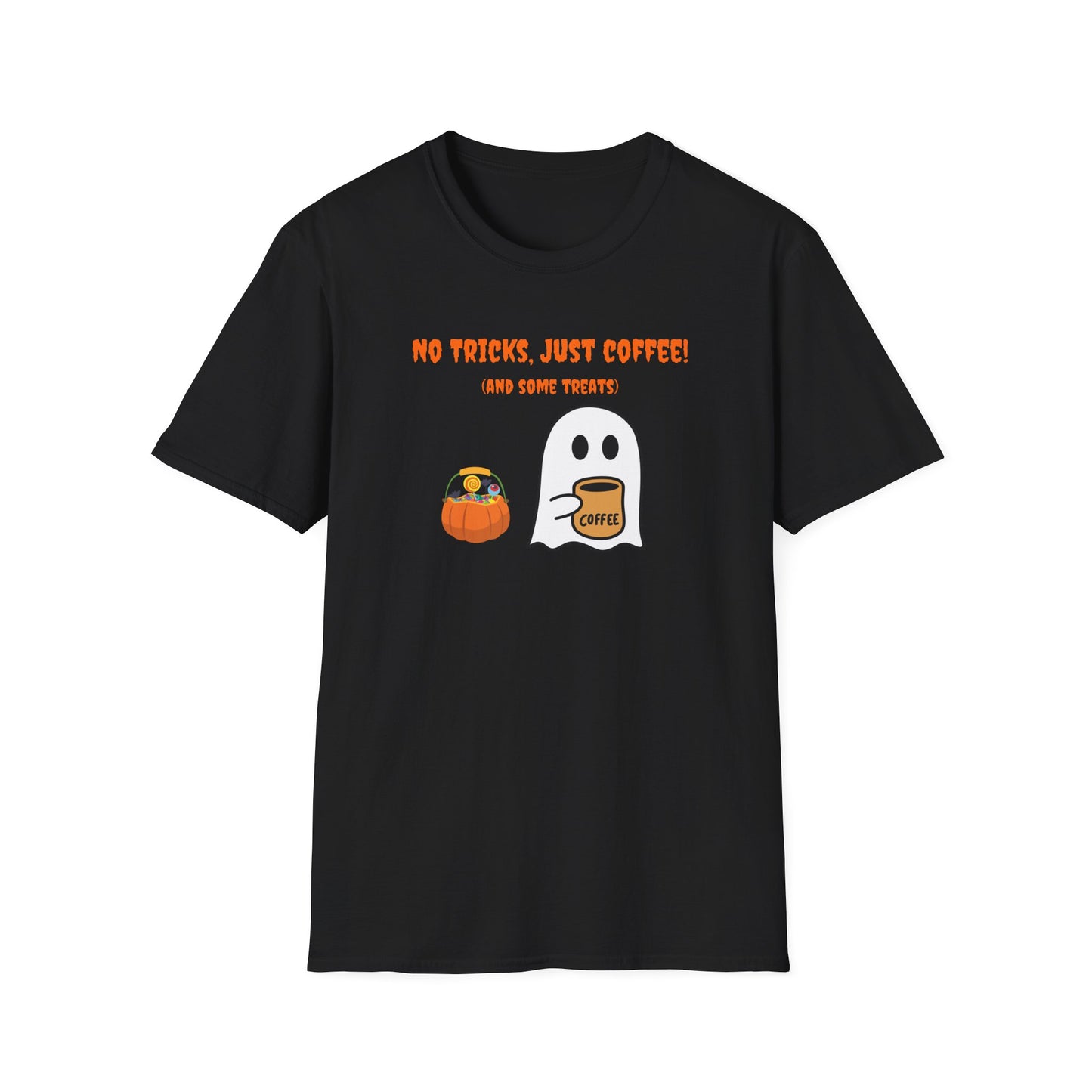 "No Tricks, Just Coffee (and some treats) Unisex Softstyle T-Shirt