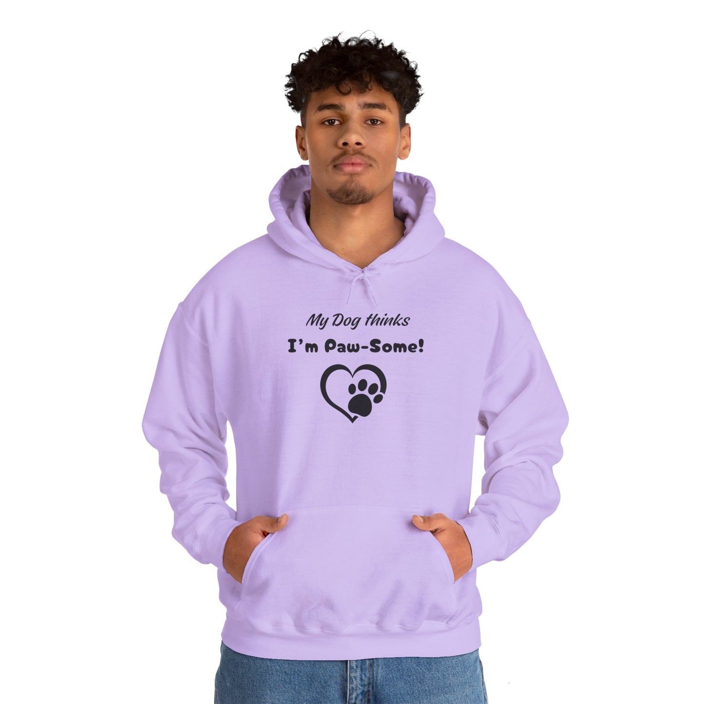 My Dog Thinks I'm Paw-some!" Unisex Heavy Blend™ Hooded Sweatshirt