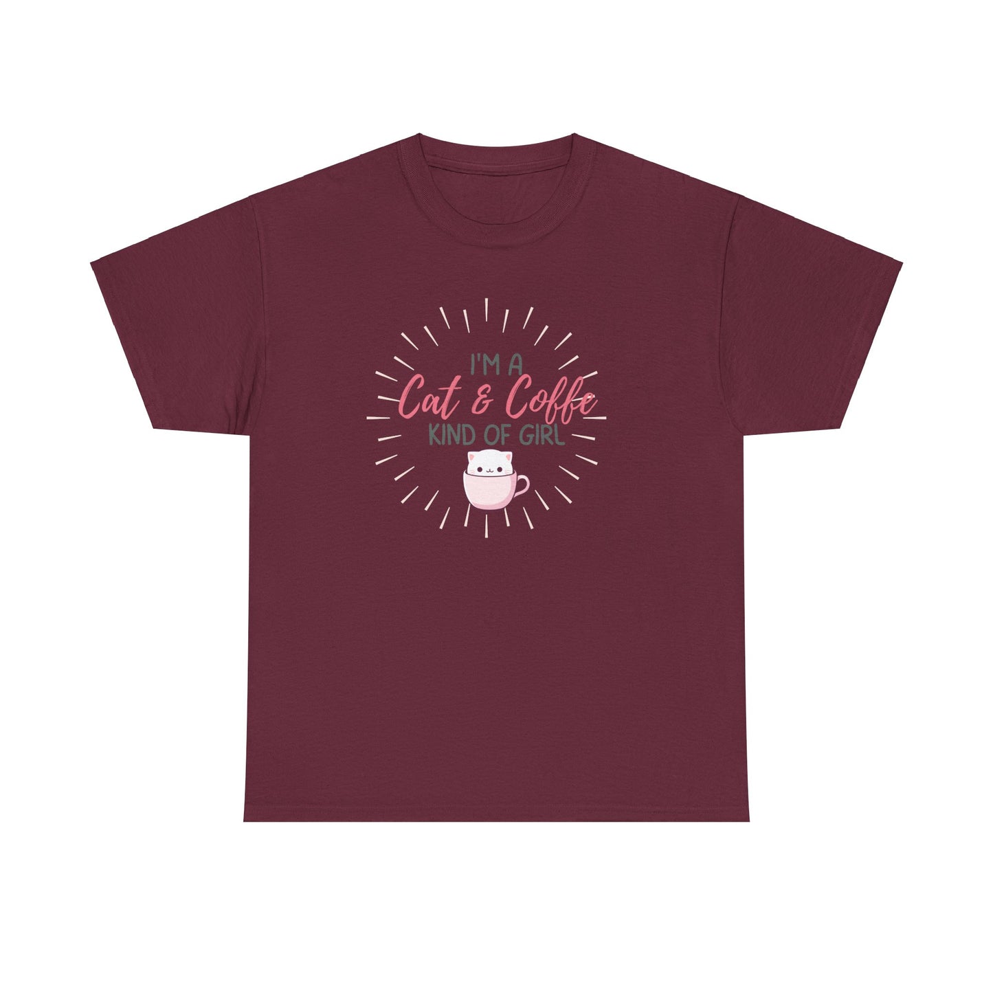 "I'm A Cat & Coffee Kind Of A Girl" Unisex Heavy Cotton Tee