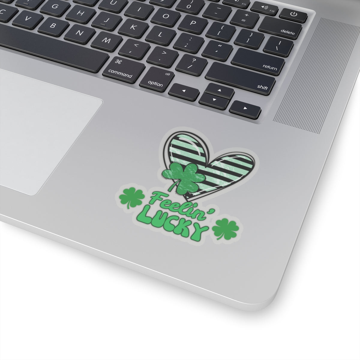 Kiss-Cut Stickers, Feeling Lucky with green striped heart - Fun Shamrock Sticker, St. Patrick's Day Decal, Good Luck Gift, Irish Vibes