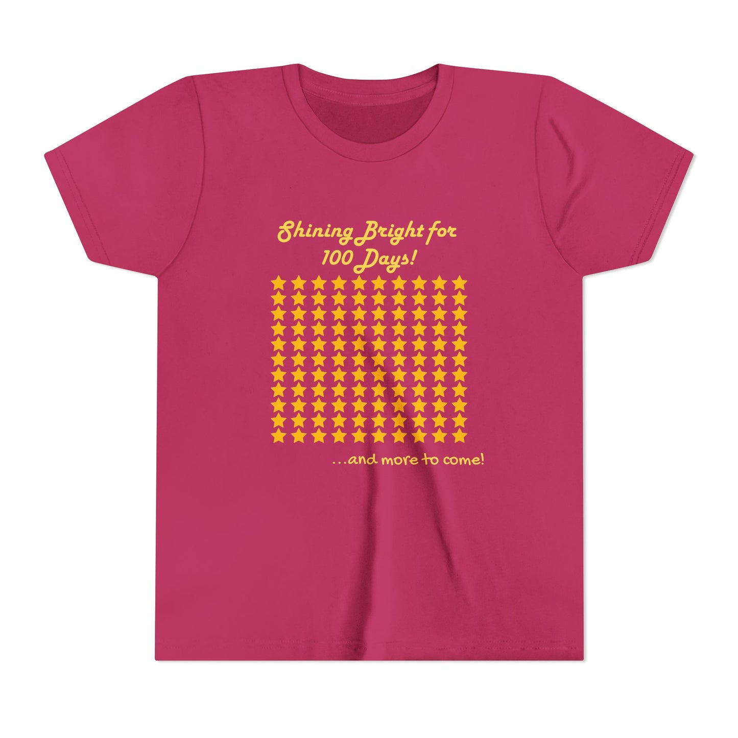 Youth Tee, Shinning Bright for 100 Days, and more to come, Kids Tshirt, Children Shirt, Star Design, Positive Vibes, Youth Clothing