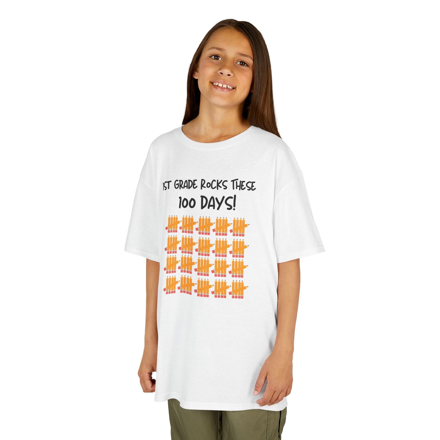 Kids Tee, 1st Grade Rocks 100 Days, Personalizable, Pencil Tally Marks, Back to School Shirt, School Tee, Children's Clothing