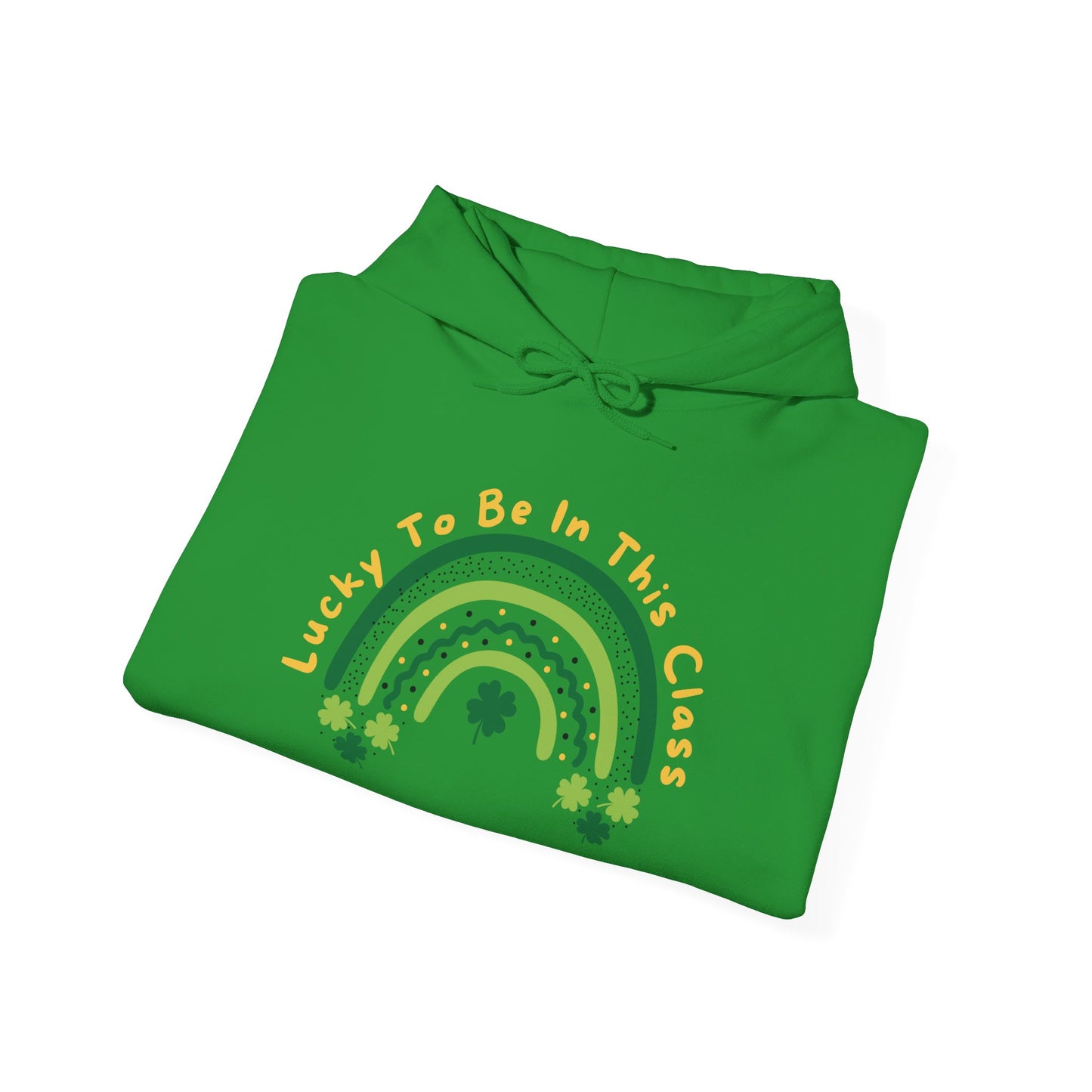 Personalized Lucky to be in this class Hoodie, Green Rainbow, School Hooded Sweatshirt, Customizable Teacher Gift, Grateful School Apparel,