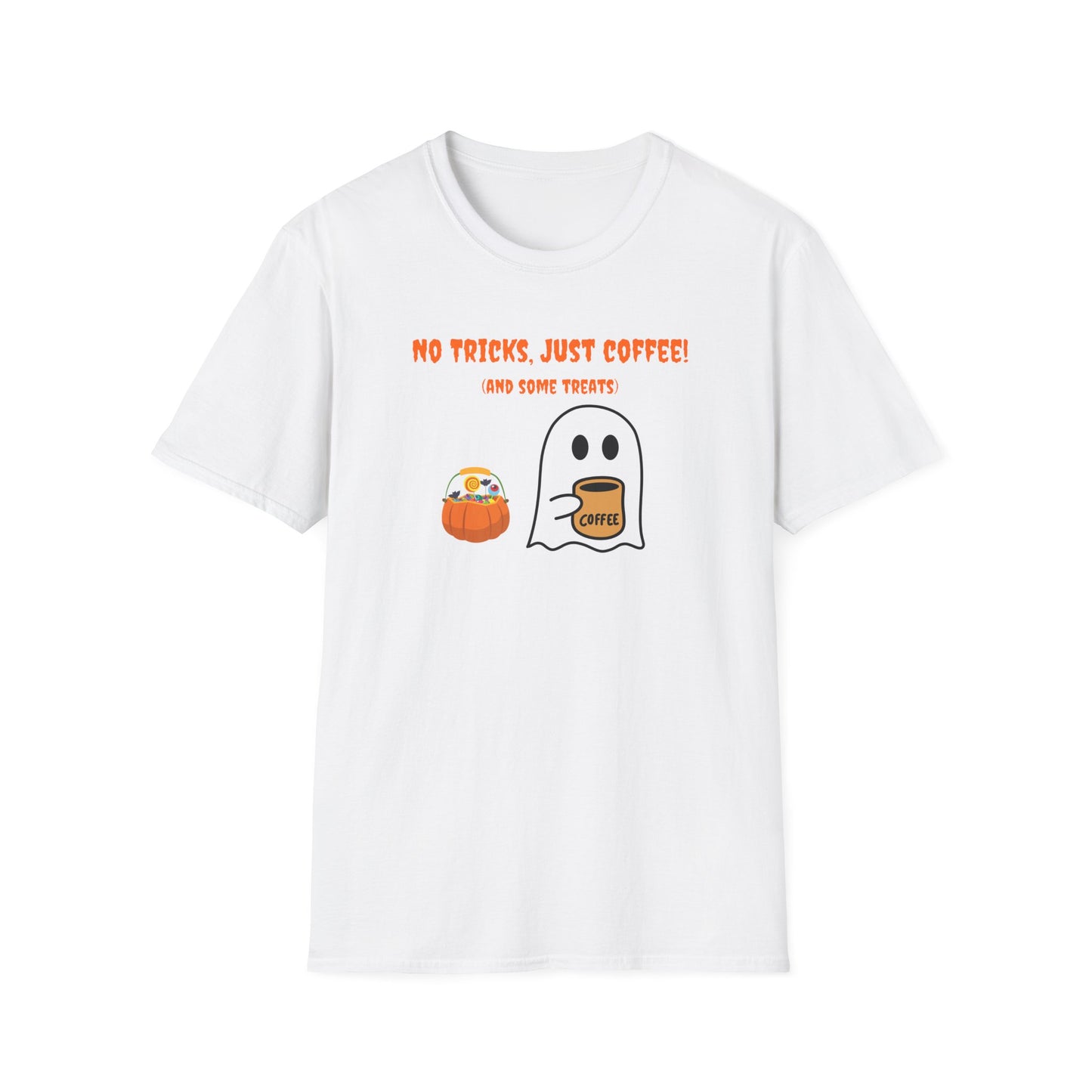 "No Tricks, Just Coffee (and some treats) Unisex Softstyle T-Shirt