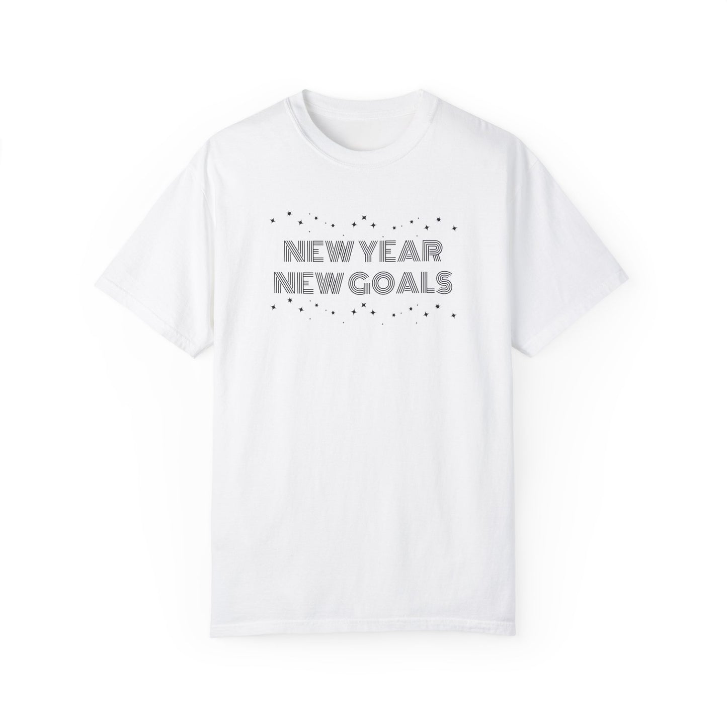 New Year New Goals Unisex T-shirt, Mens Womens Tee Shirt, Simple Lettering, Holiday Gift, New Year Resolution Top