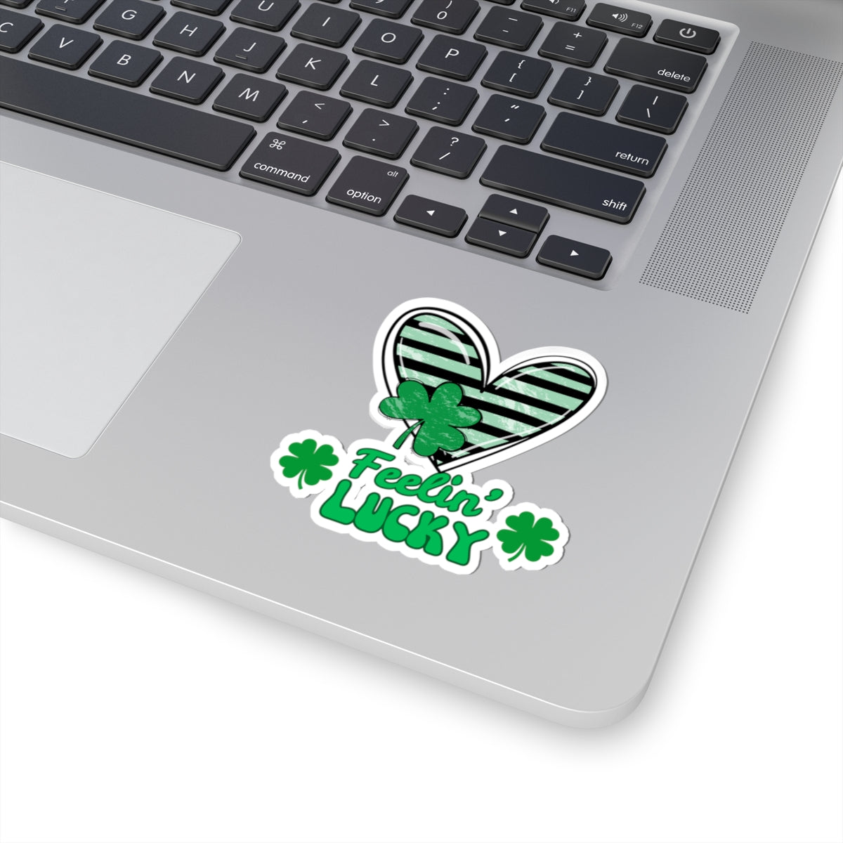 Kiss-Cut Stickers, Feeling Lucky with green striped heart - Fun Shamrock Sticker, St. Patrick's Day Decal, Good Luck Gift, Irish Vibes
