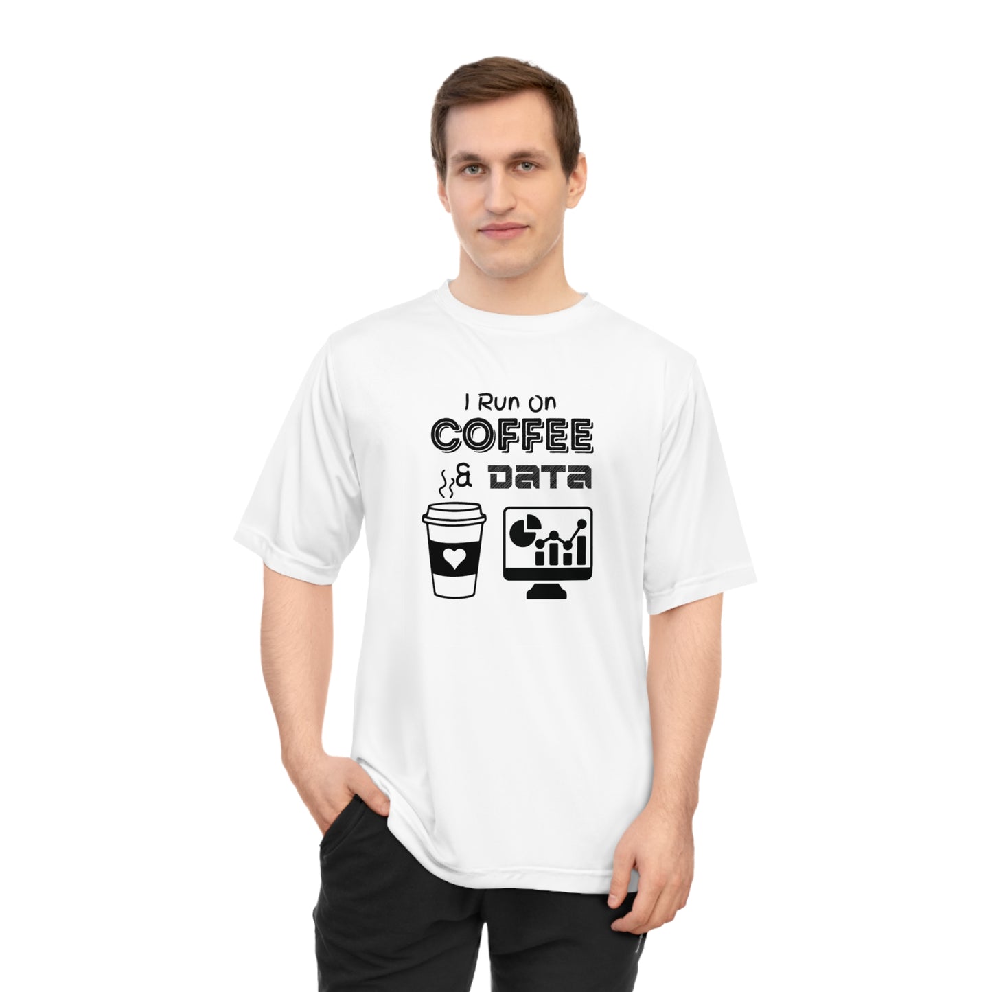 "I Run On Coffee And Data" Unisex Zone Performance T-shirt