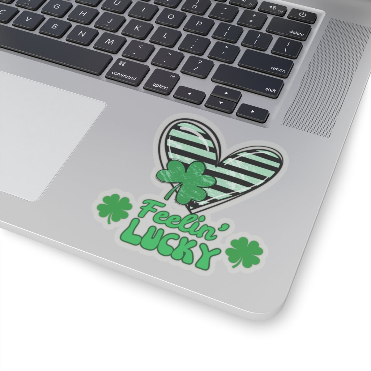 Kiss-Cut Stickers, Feeling Lucky with green striped heart - Fun Shamrock Sticker, St. Patrick's Day Decal, Good Luck Gift, Irish Vibes