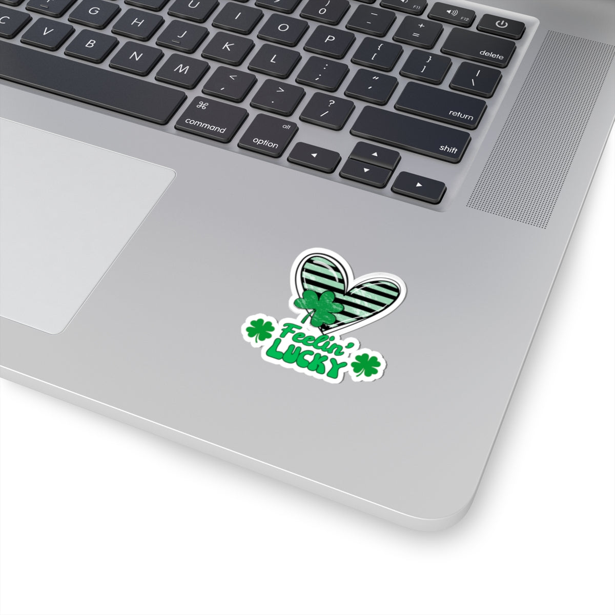 Kiss-Cut Stickers, Feeling Lucky with green striped heart - Fun Shamrock Sticker, St. Patrick's Day Decal, Good Luck Gift, Irish Vibes