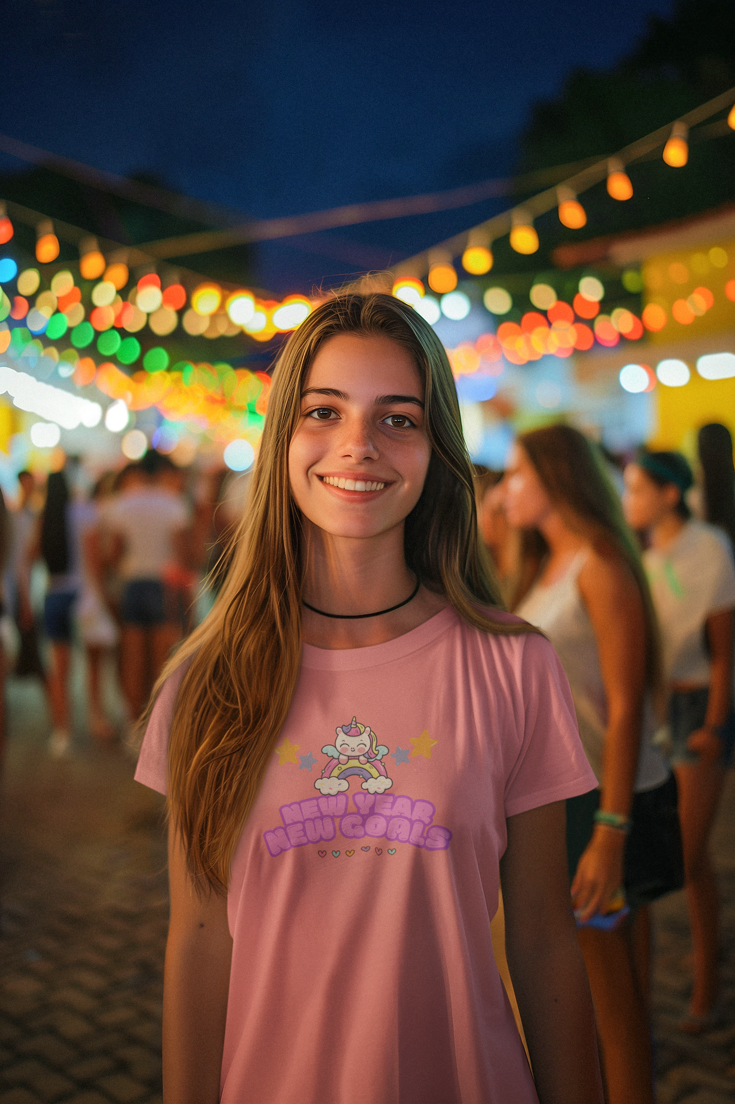 Kawaii Youth Tee - New Year, New Goals - Kids T-Shirt, Cute Children's Shirt, Short Sleeve Top, Holiday Gift, Graphic Tee
