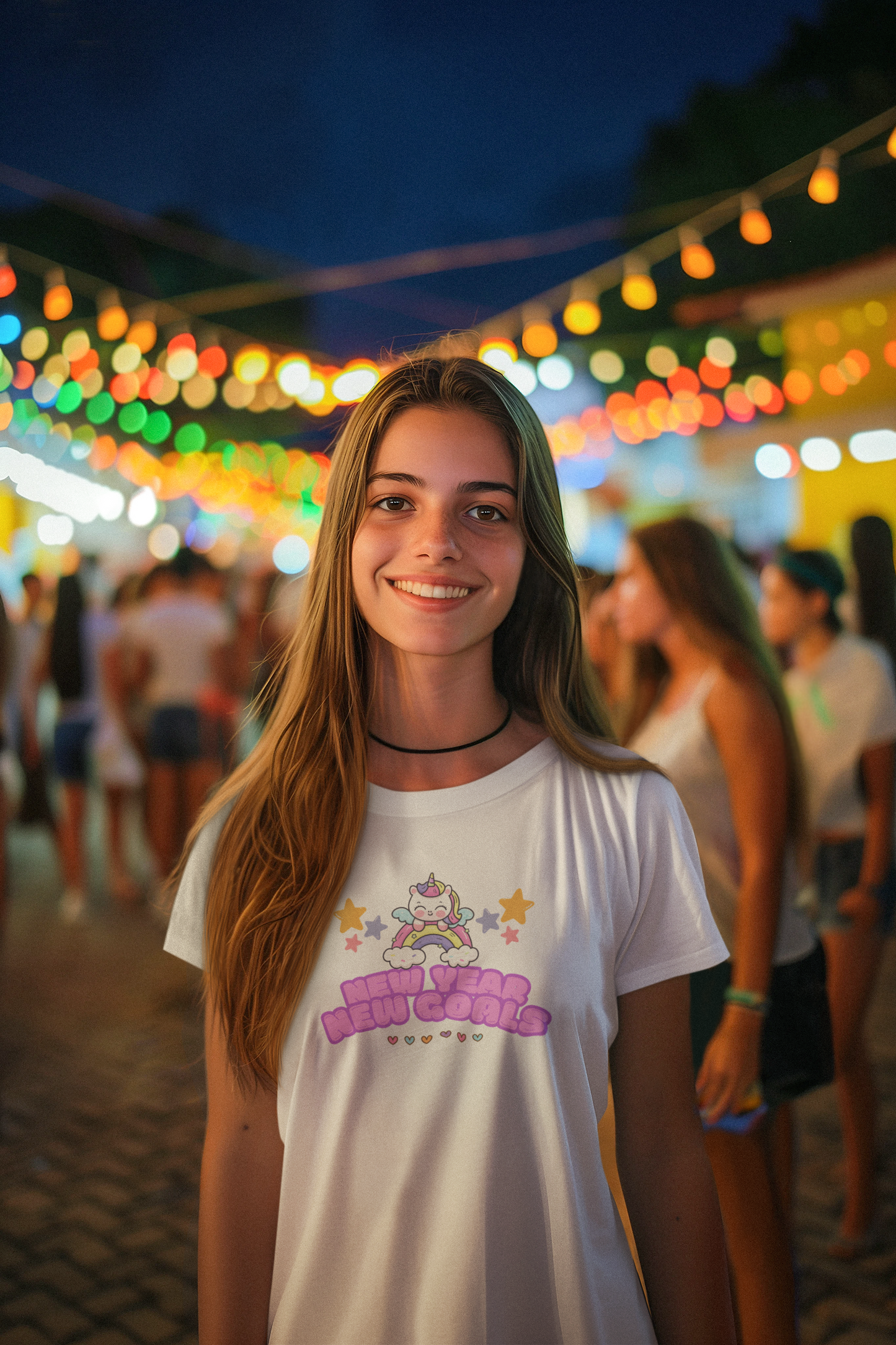 Kawaii Youth Tee - New Year, New Goals - Kids T-Shirt, Cute Children's Shirt, Short Sleeve Top, Holiday Gift, Graphic Tee
