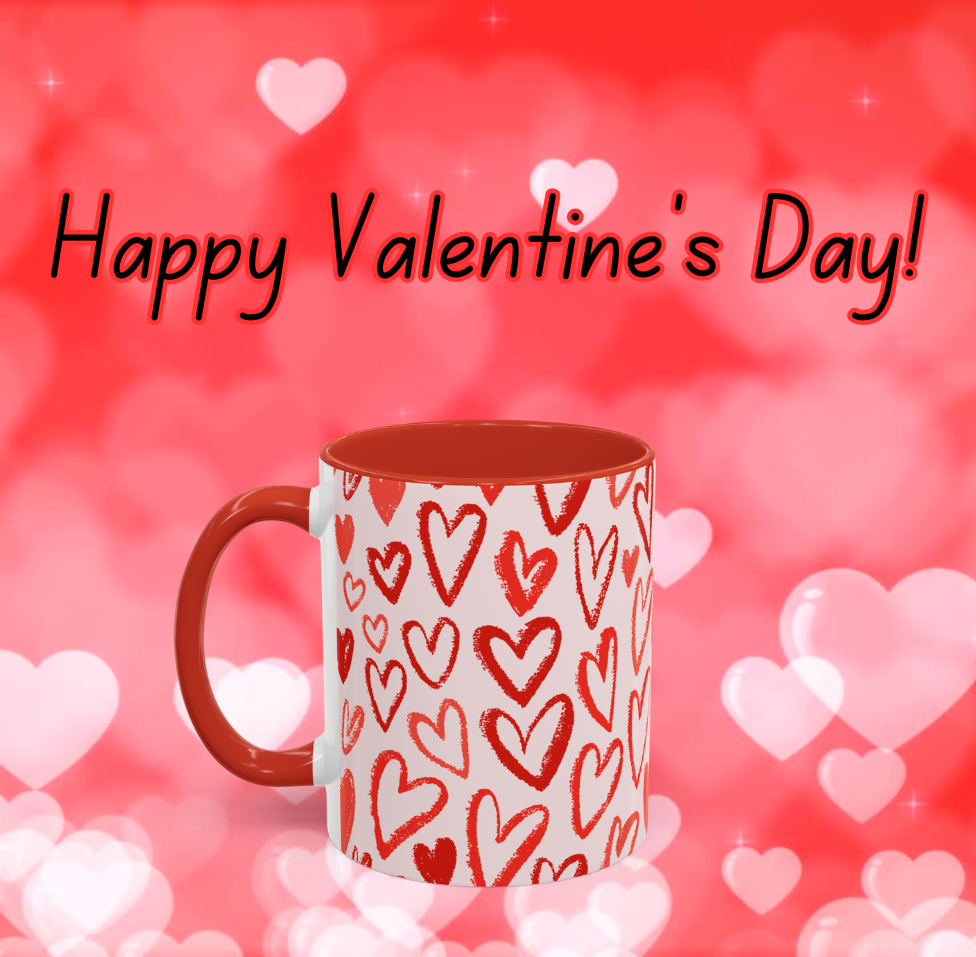 Coffee Mug Valentine's Day Hearts All Over Print 11, 15oz