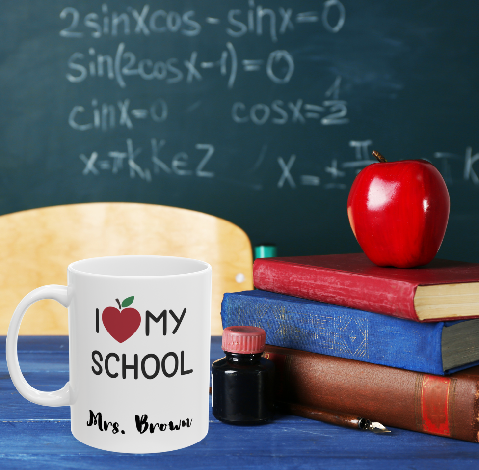 I Love School, Personalizable Ceramic Mug,