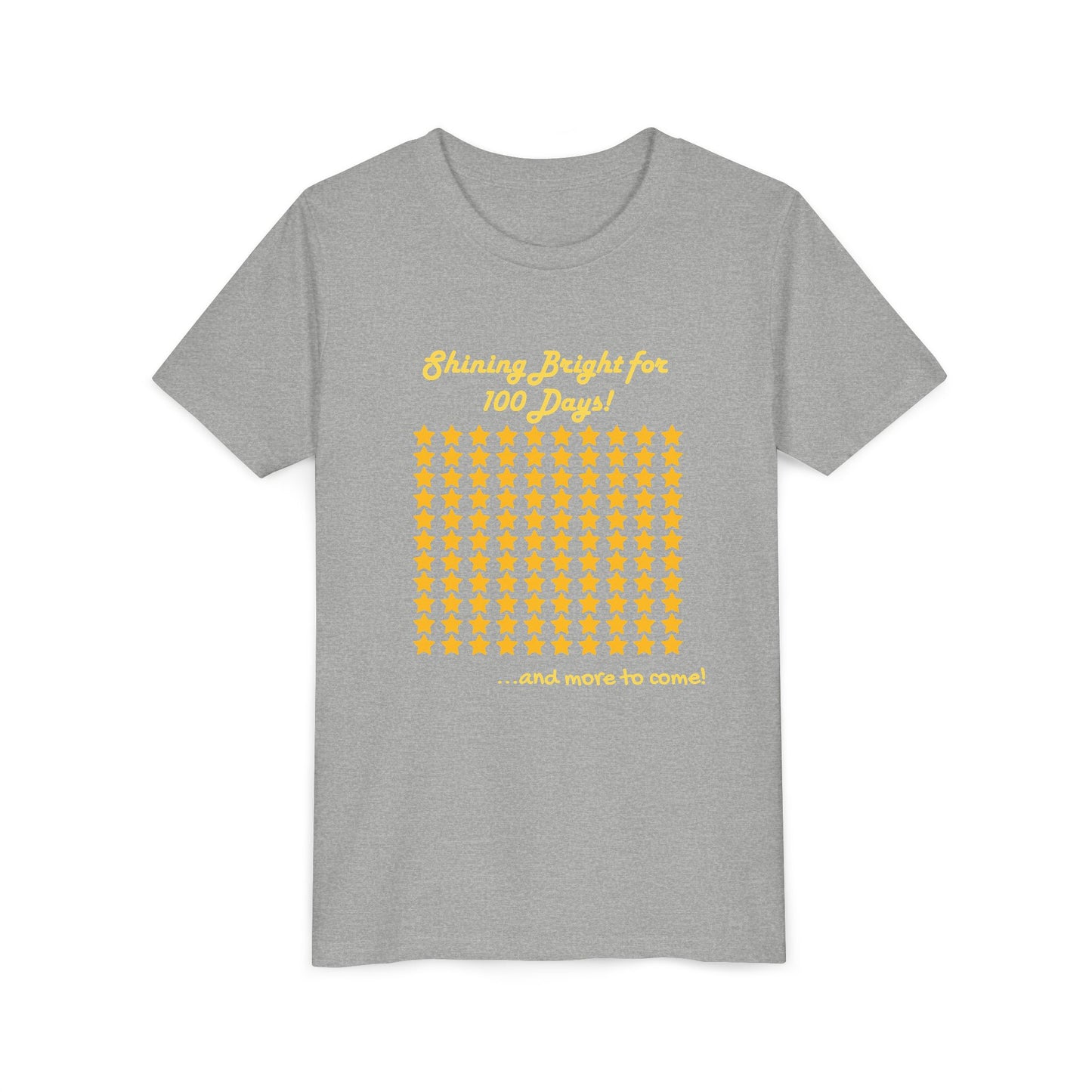 Youth Tee, Shinning Bright for 100 Days, and more to come, Kids Tshirt, Children Shirt, Star Design, Positive Vibes, Youth Clothing