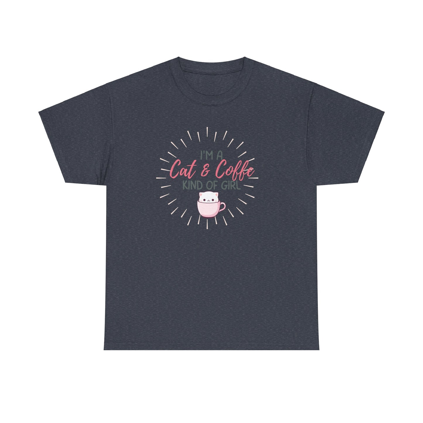 "I'm A Cat & Coffee Kind Of A Girl" Unisex Heavy Cotton Tee