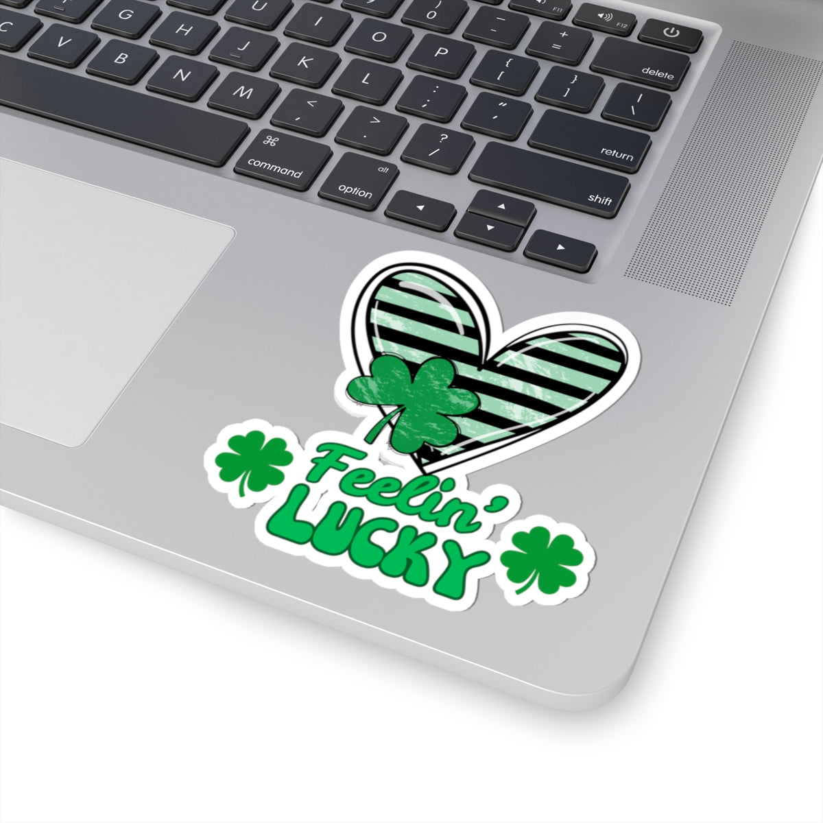 Kiss-Cut Stickers, Feeling Lucky with green striped heart - Fun Shamrock Sticker, St. Patrick's Day Decal, Good Luck Gift, Irish Vibes