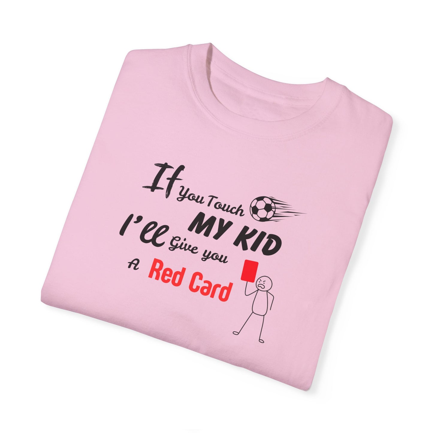 Funny Soccer Mom/Dad Unisex Garment-Dyed T-shirt, Customizable Number and Name, Red Card Design, Gift for Sports Parents, Soccer Fan Tee,