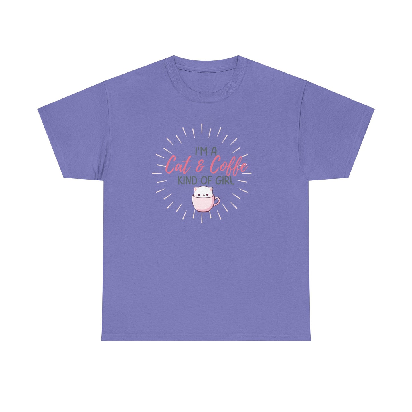 "I'm A Cat & Coffee Kind Of A Girl" Unisex Heavy Cotton Tee