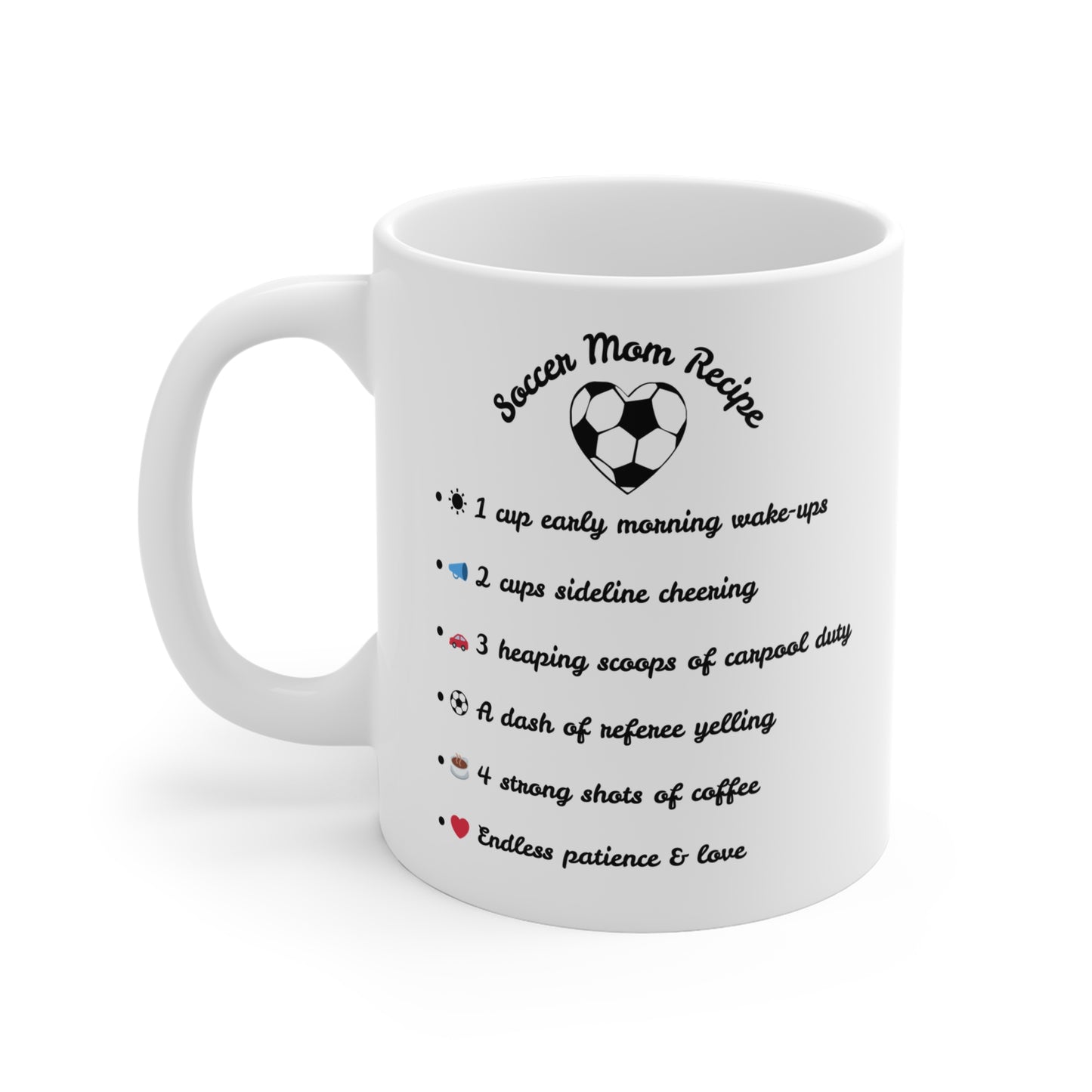 Soccer Mom Recipe Mug | Perfect Gift for Soccer Moms, Coffee Lovers, Sports Gifts, Mom Life Essentials, Unique Kitchen Decor