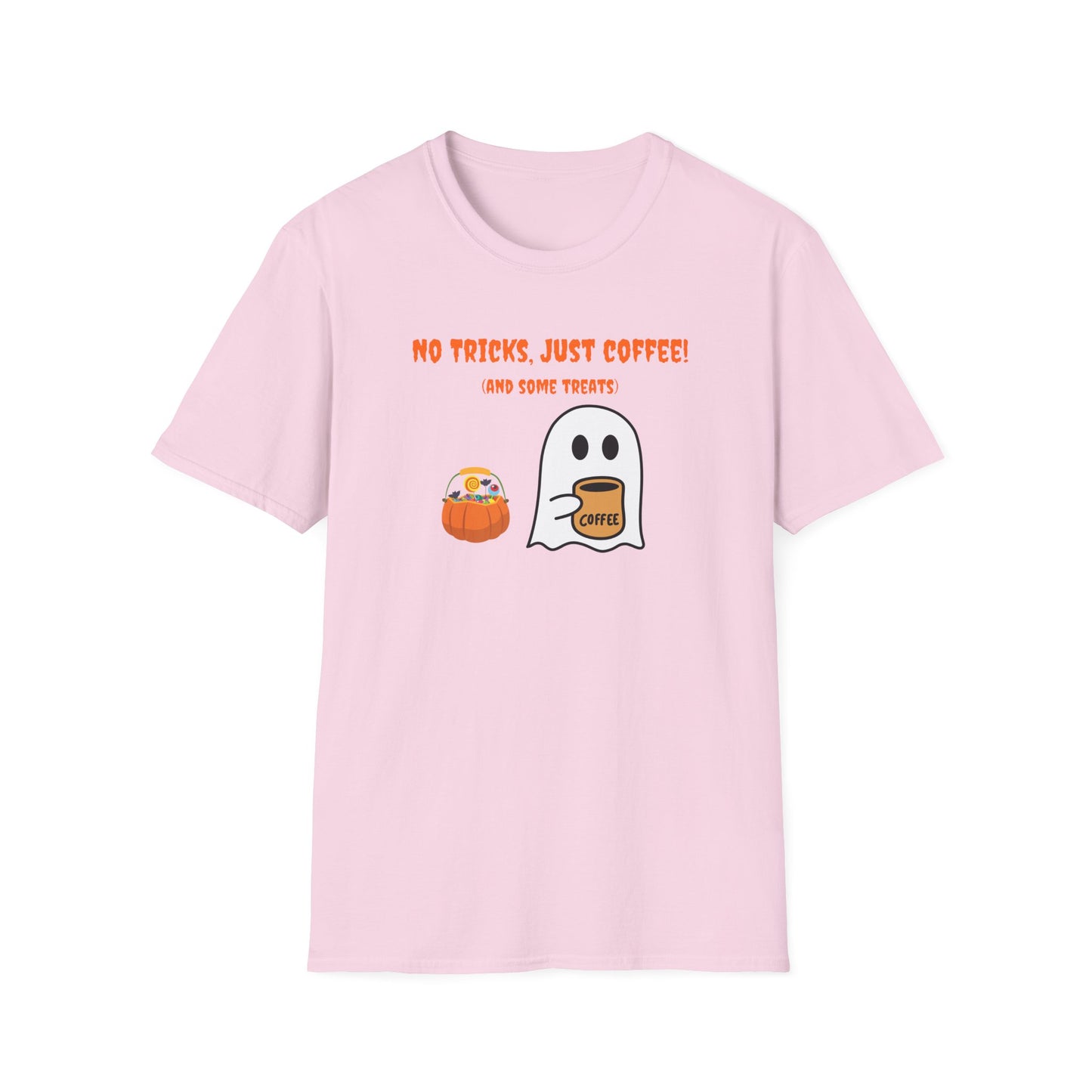 "No Tricks, Just Coffee (and some treats) Unisex Softstyle T-Shirt