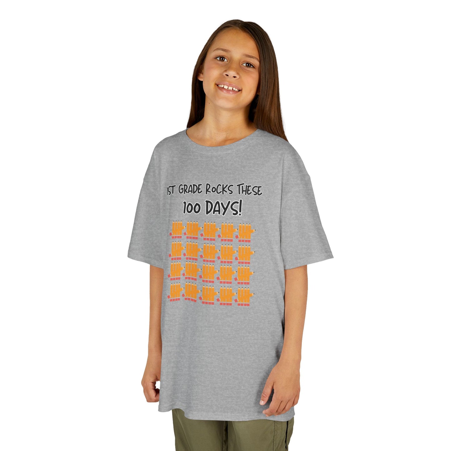 Kids Tee, 1st Grade Rocks 100 Days, Personalizable, Pencil Tally Marks, Back to School Shirt, School Tee, Children's Clothing