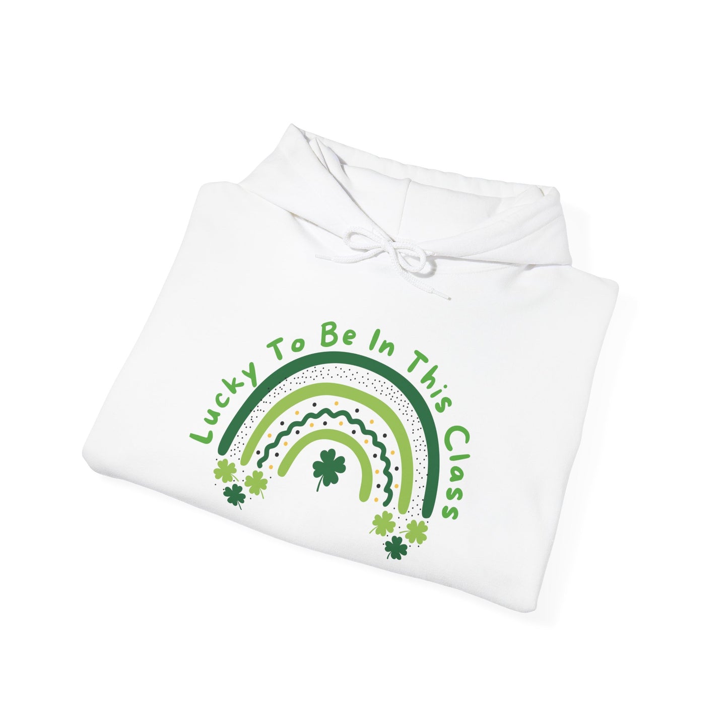 Personalized Lucky to be in this class Hoodie, Green Rainbow, School Hooded Sweatshirt, Customizable Teacher Gift, Grateful School Apparel,