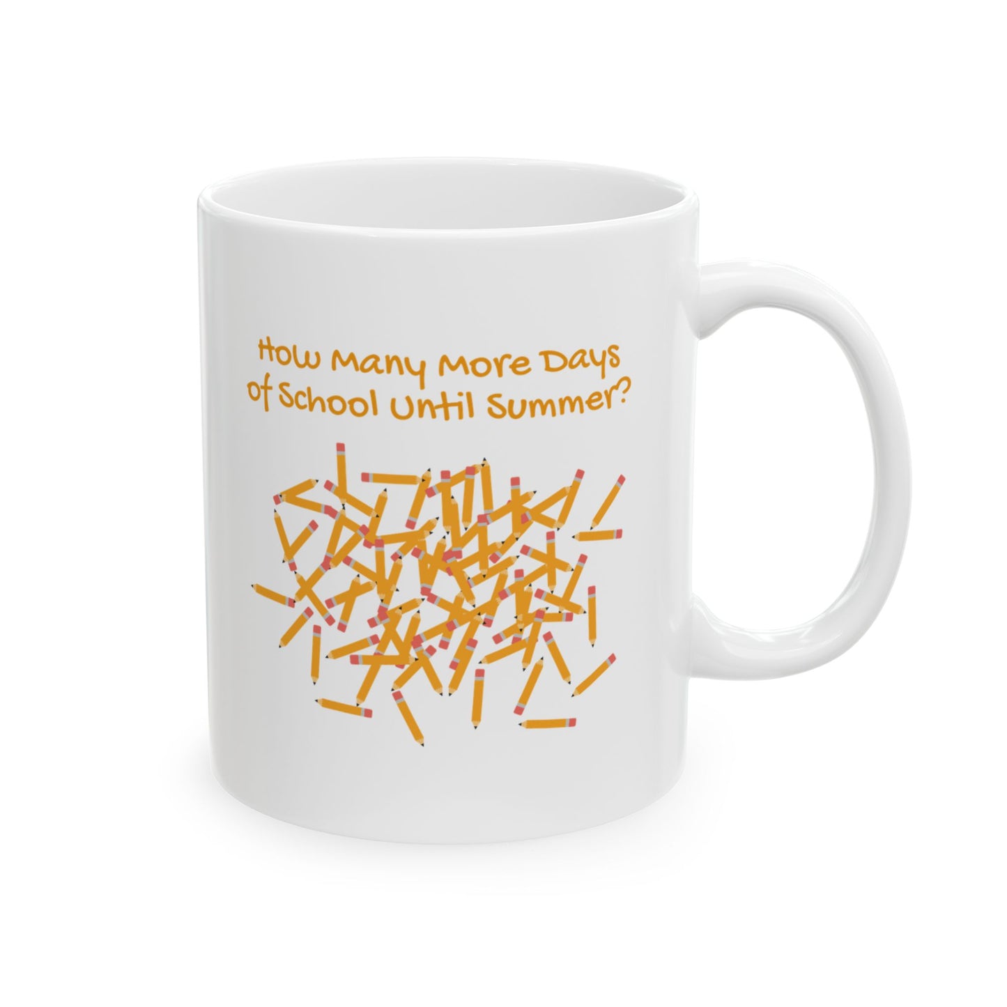 Teacher Gift Ceramic Mug, 100 Days of School Pencils Tally Marks, Countdown to Summer, Funny School Teacher Mug, School Year End Gift,