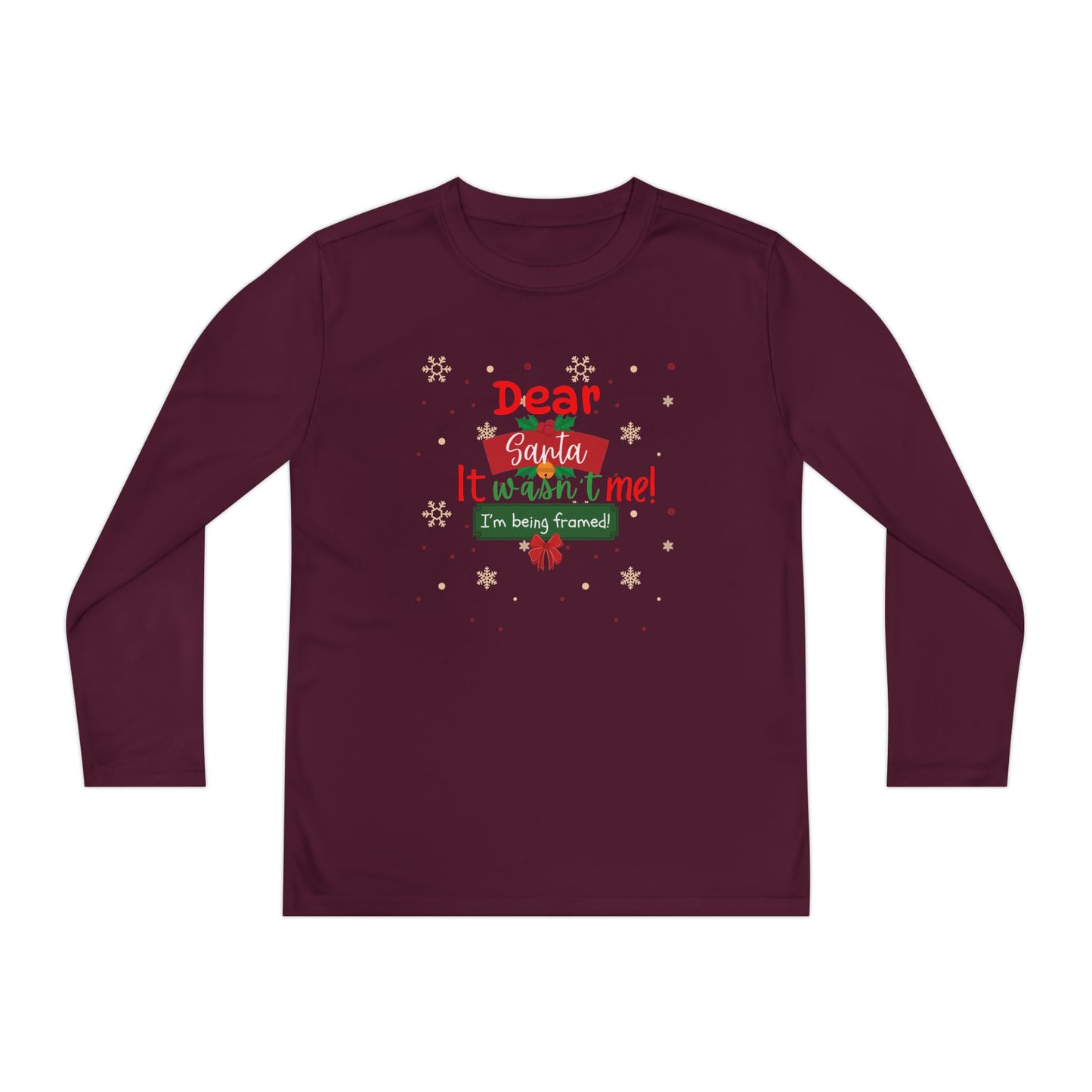 Christmas Long Sleeve Tee, Funny Santa Quote Shirt, Holiday Humor Apparel, Kids Xmas Gift Top, Festive Youth Tee, Long-Sleeve